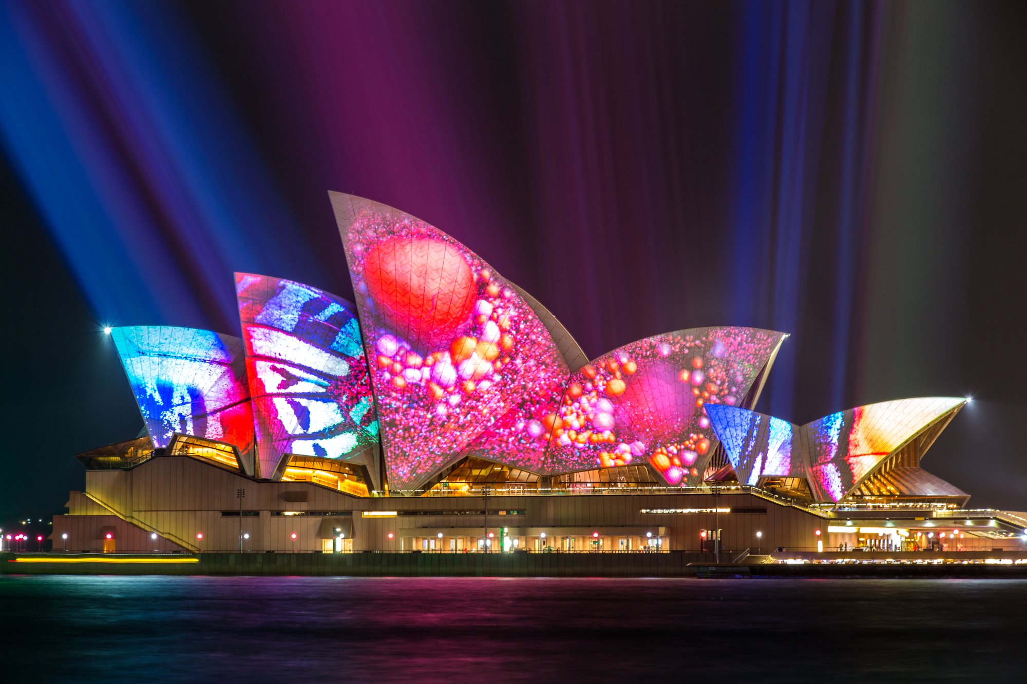 Rainy Sydney Opera House Vivid Sydney Long Exposure