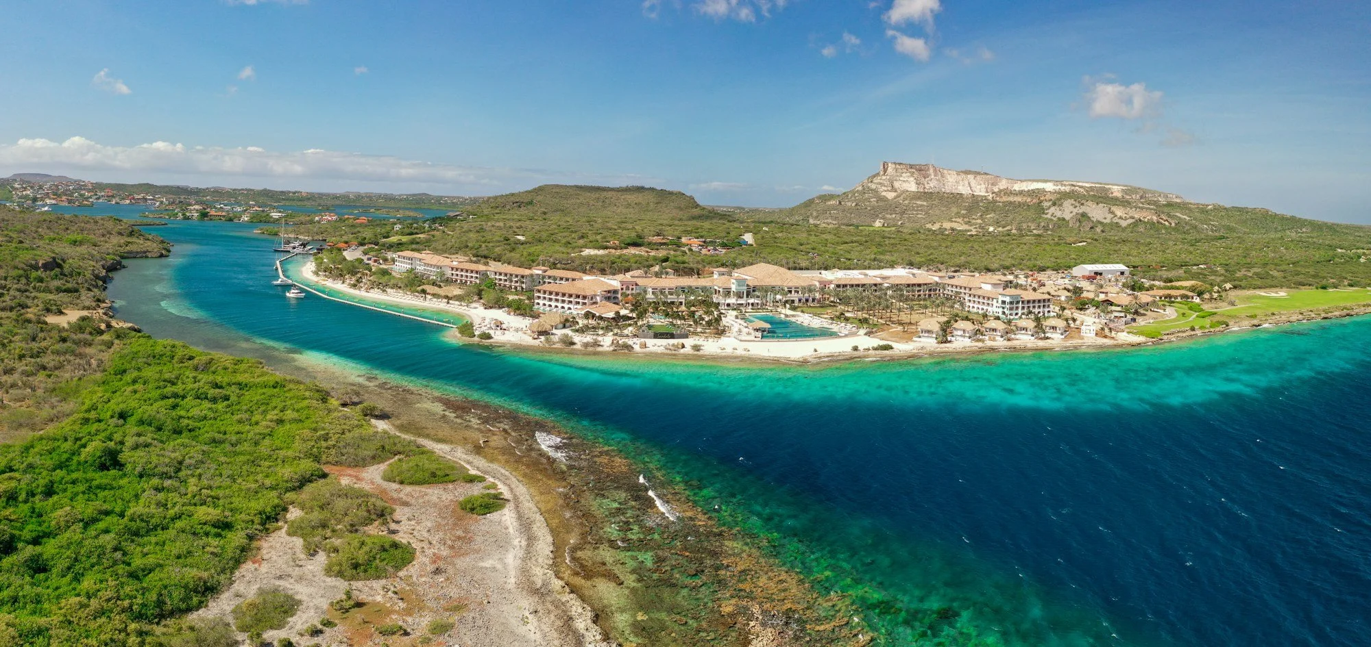 Panoramic aerial view of Spanish Water in Curaçao