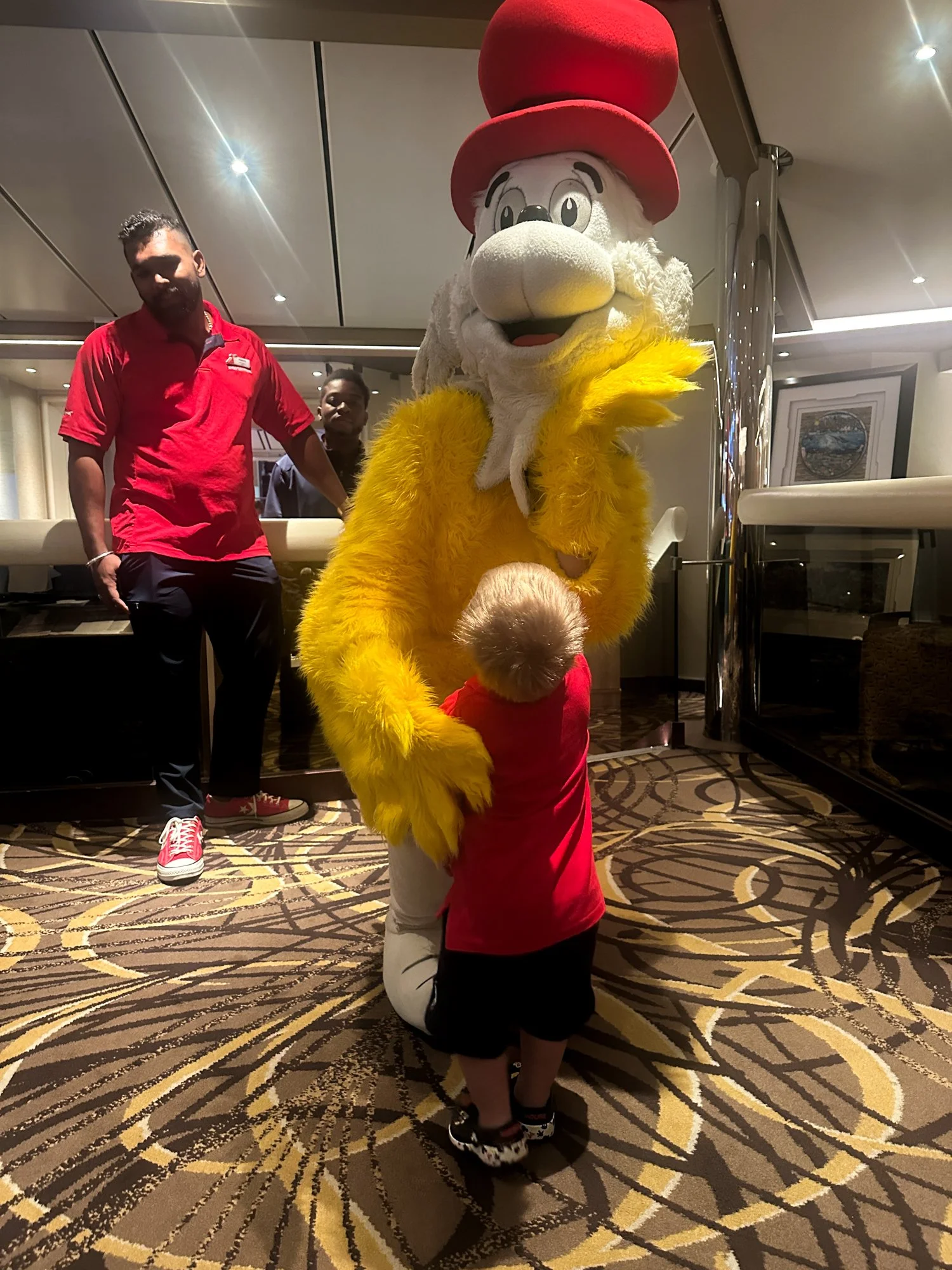  Daniel meeting Sam-I-Am during a Dr. Seuss family activity on Carnival Radiance. 