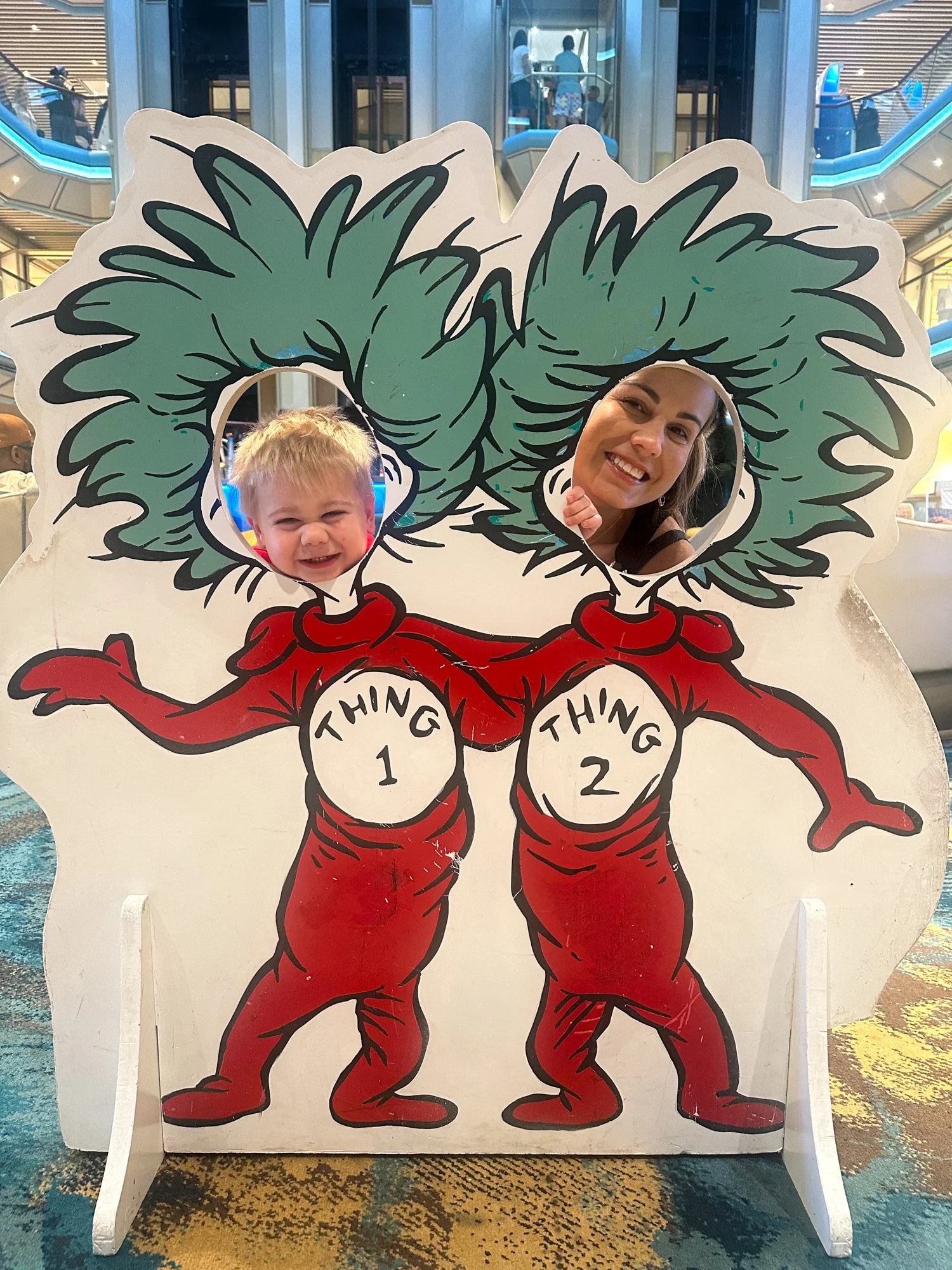  Daniel and Amanda with the Thing 1 and Thing 2 cutout 