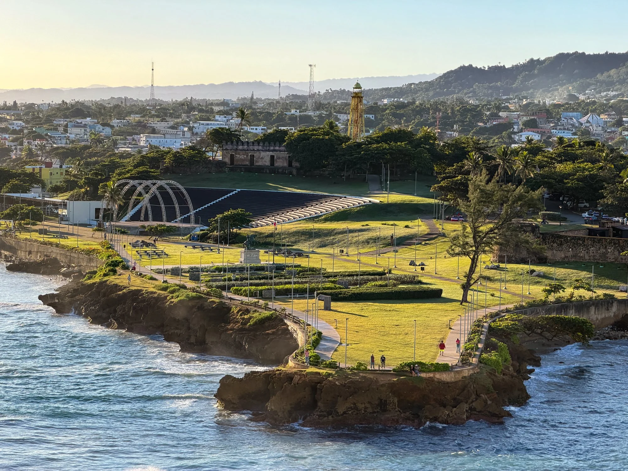 View of Puerto Plata’s waterfront park and historic fort from the cruise port.