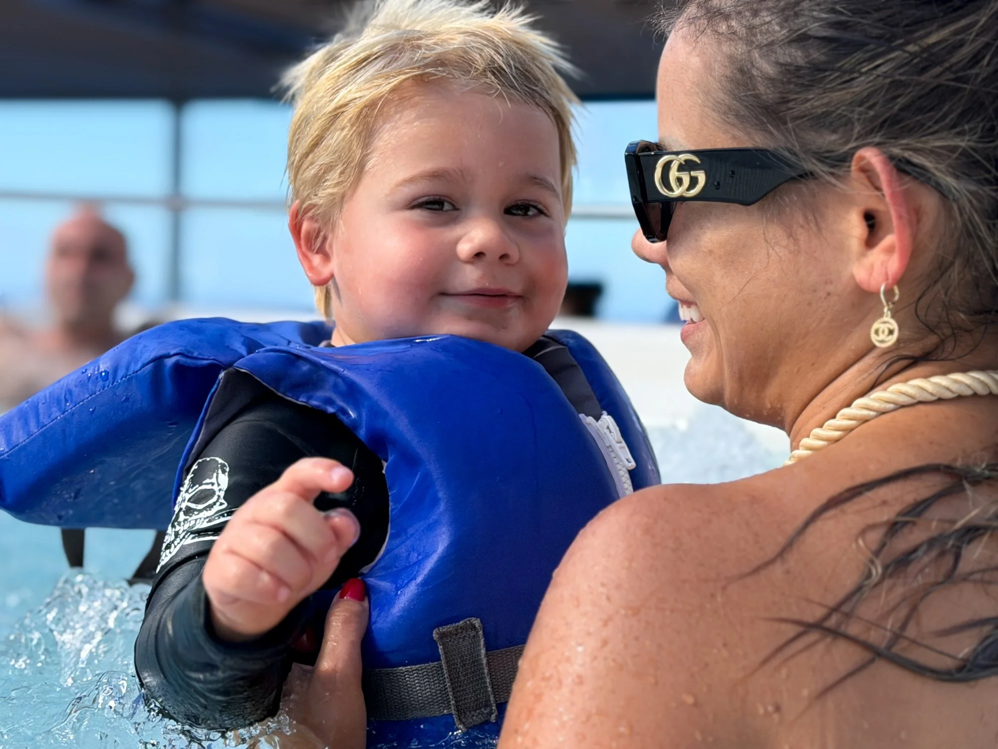 Amanda and Daniel enjoying the pool.