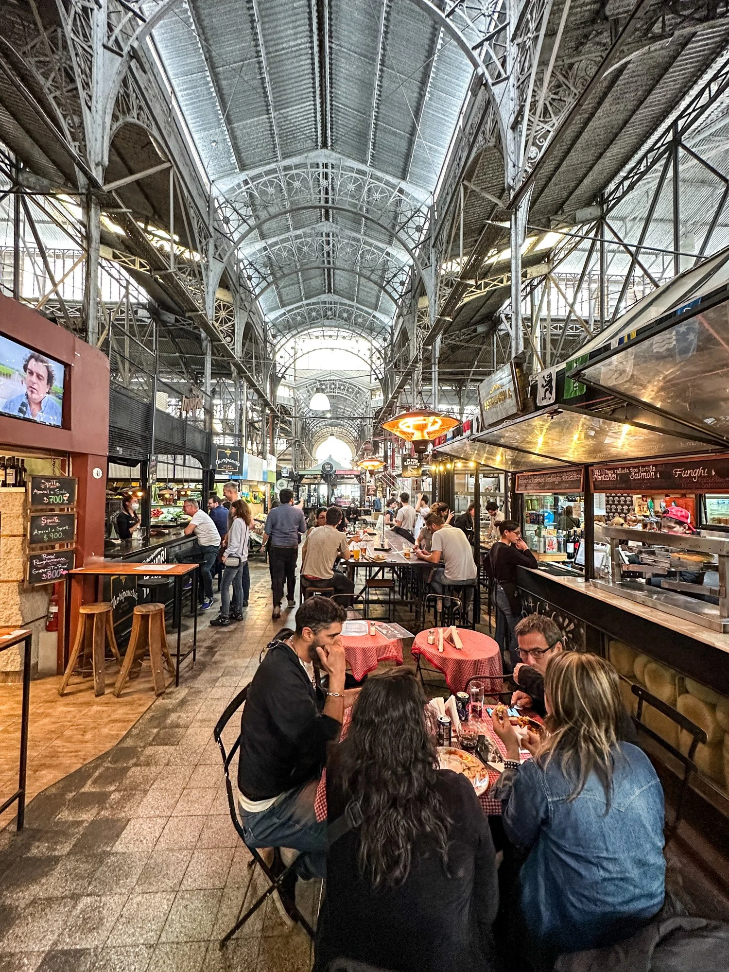 Food stalls inside San Telmo Market in Buenos Aires