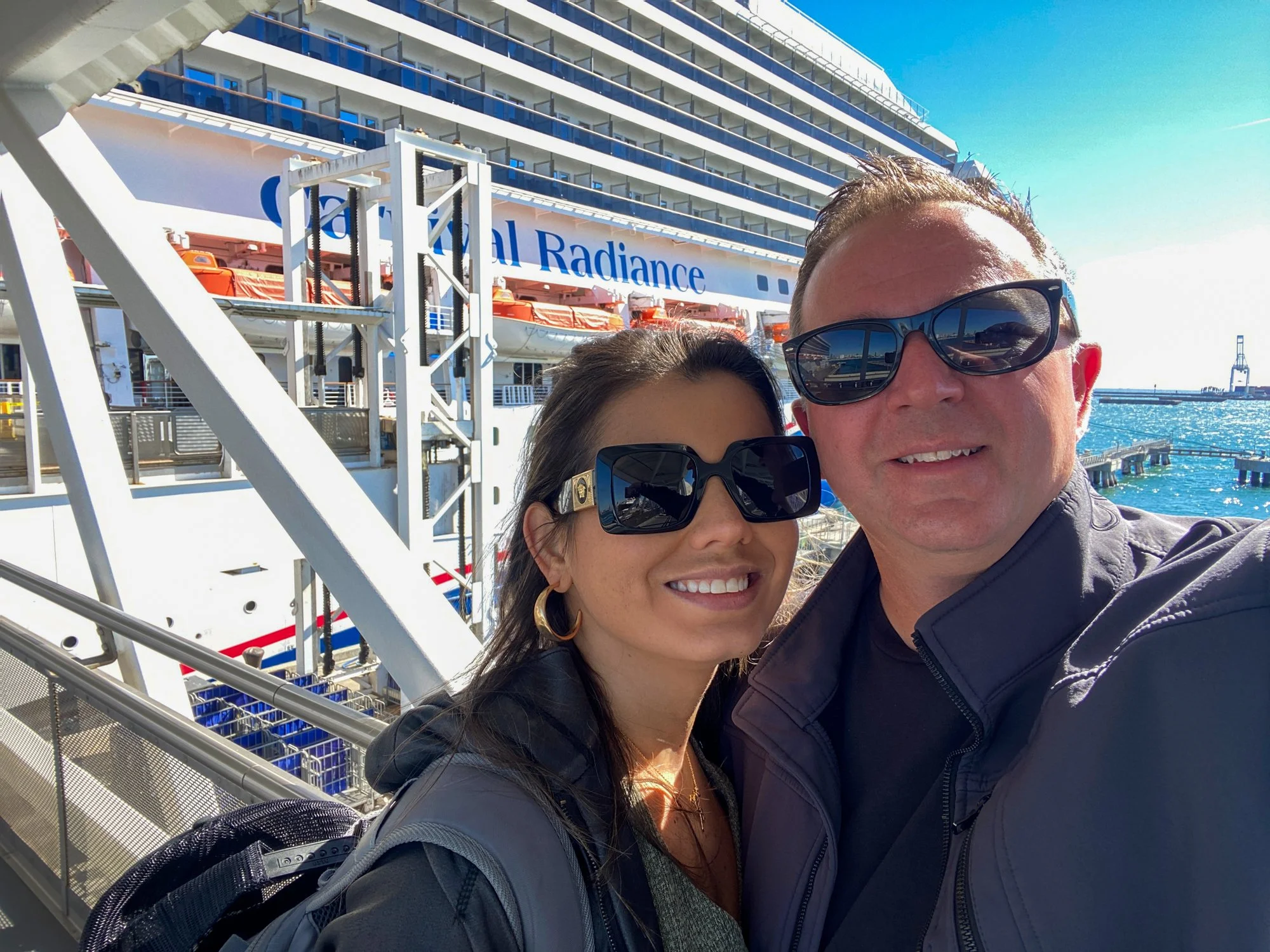 Jason and Amanda beginning their Carnival Radiance cruise from Long Beach