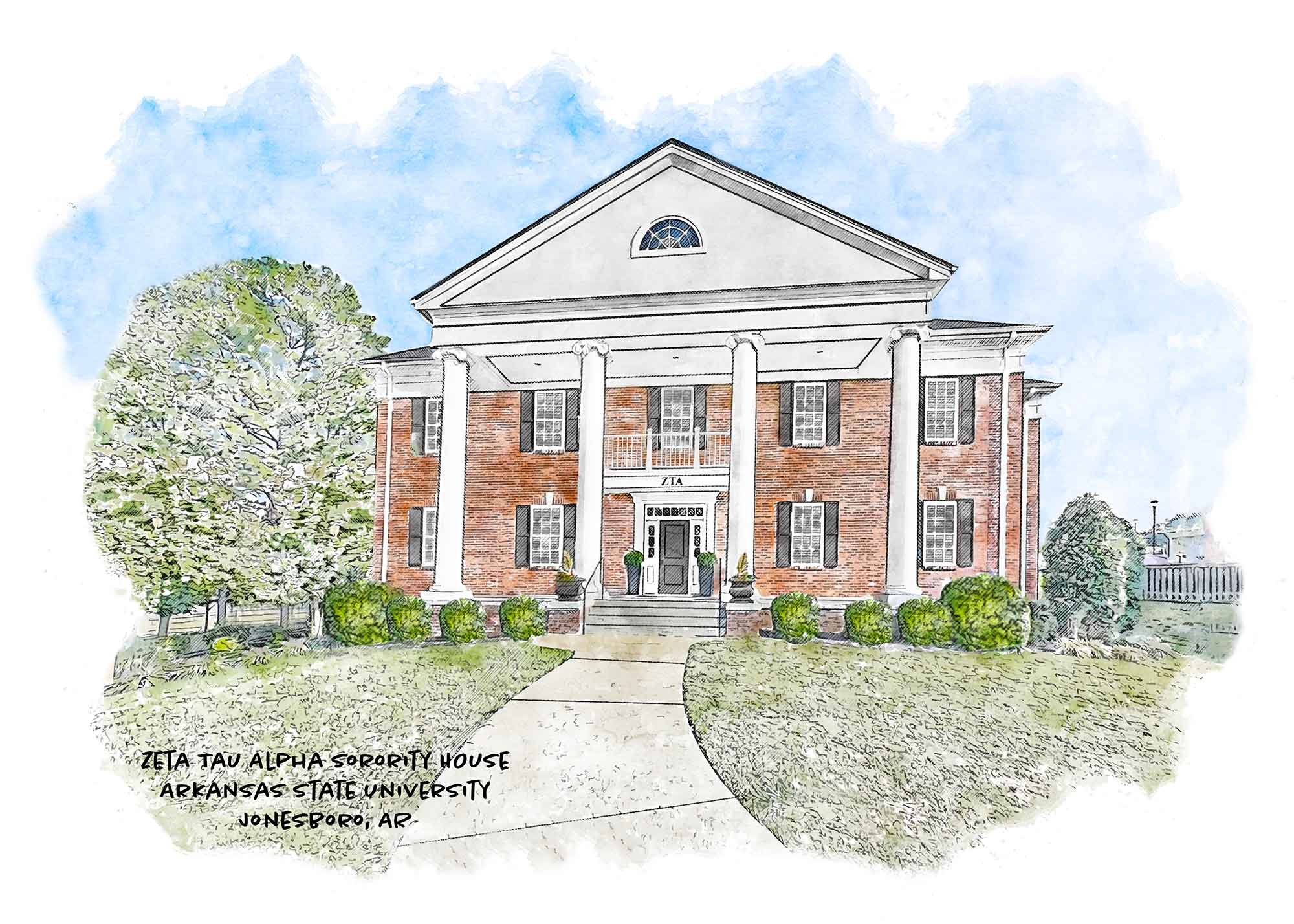 Zeta Tau Alpha Sorority House at A-State — Art Prints and More