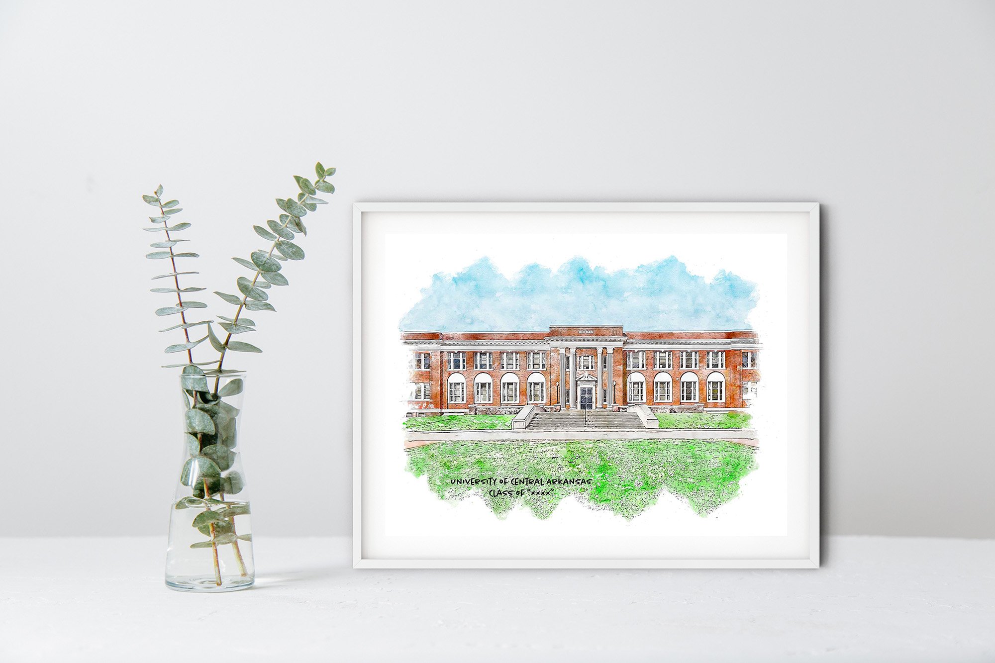 Old Main at UCA Graduation Year Print_FrameHorizontal_White_Mockup.jpg