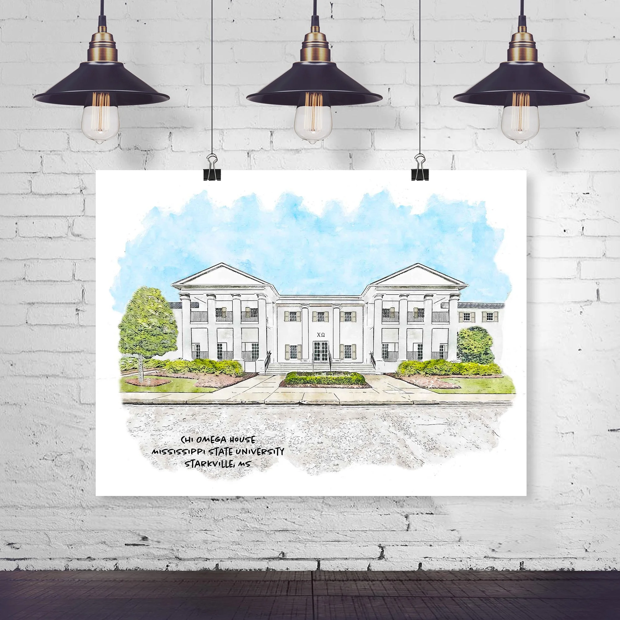 Chi Omega House at Mississippi State University Print_17X22_horizontalmockupwithlights.jpg