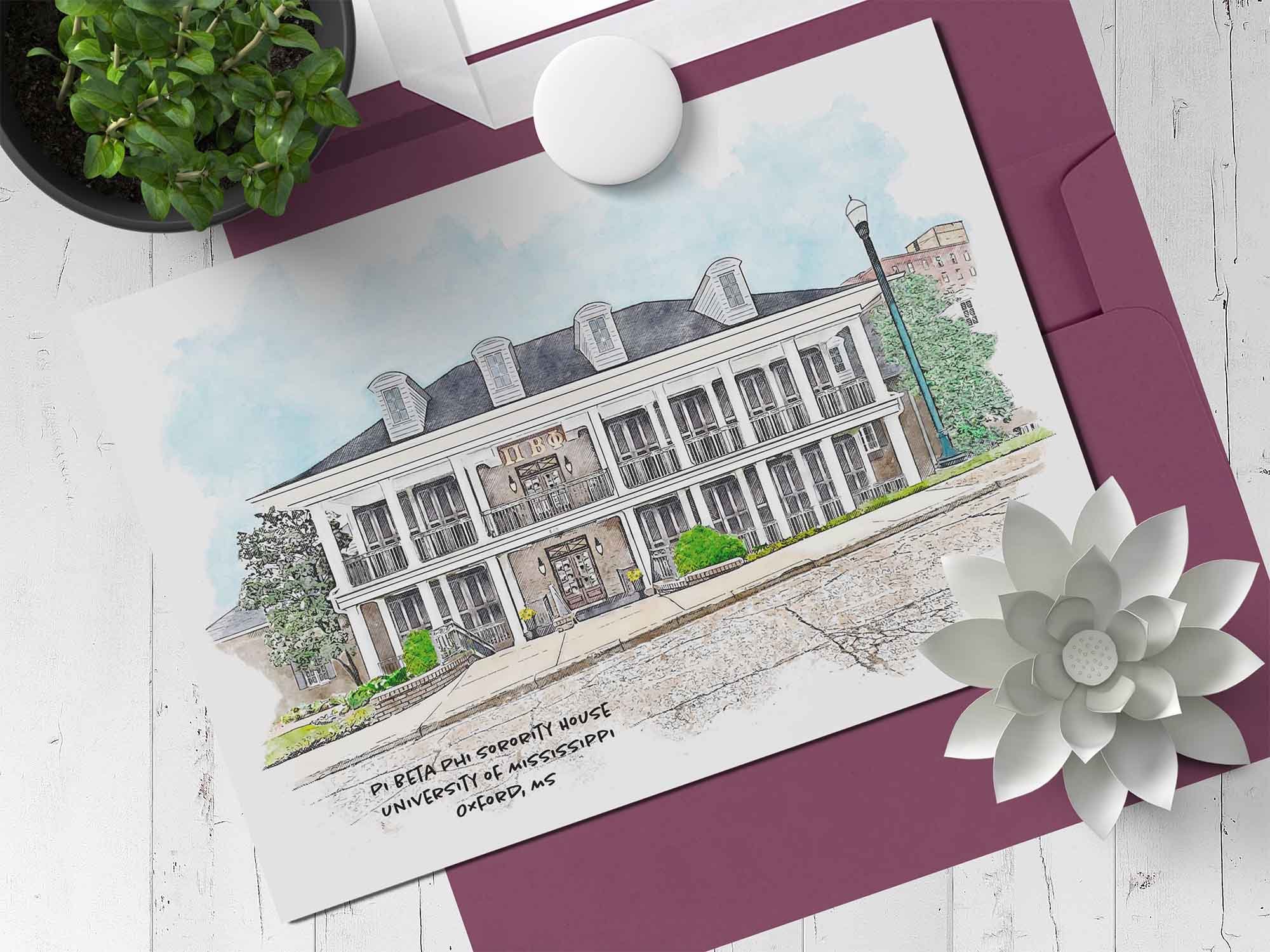 Pi Beta Phi Sorority House at Ole Miss Note Card.jpg