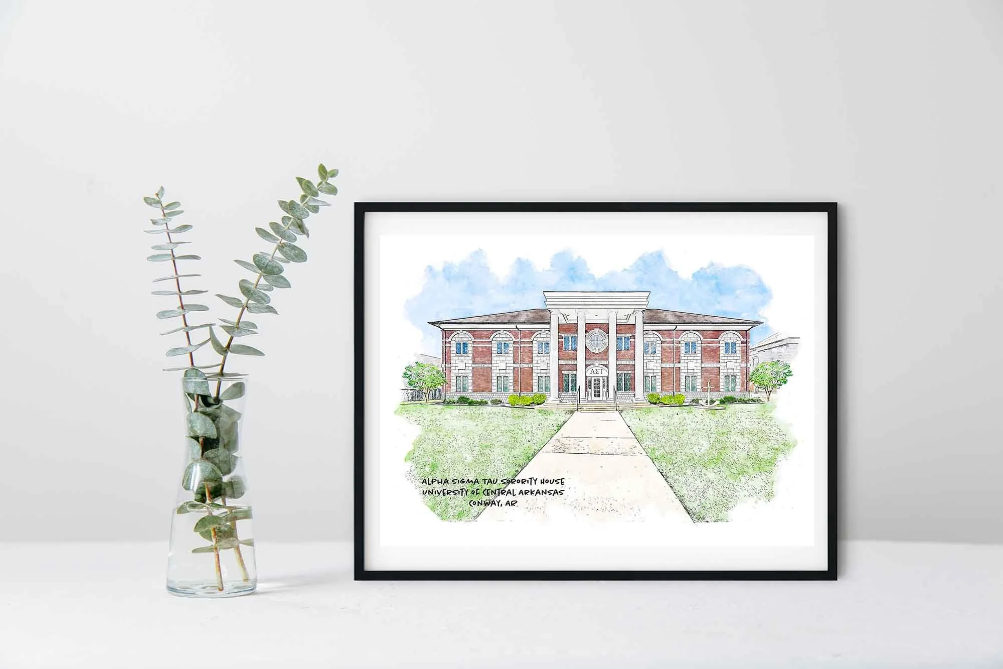 Alpha Sigma Tau Sorority House at UCA Framed Print.jpg