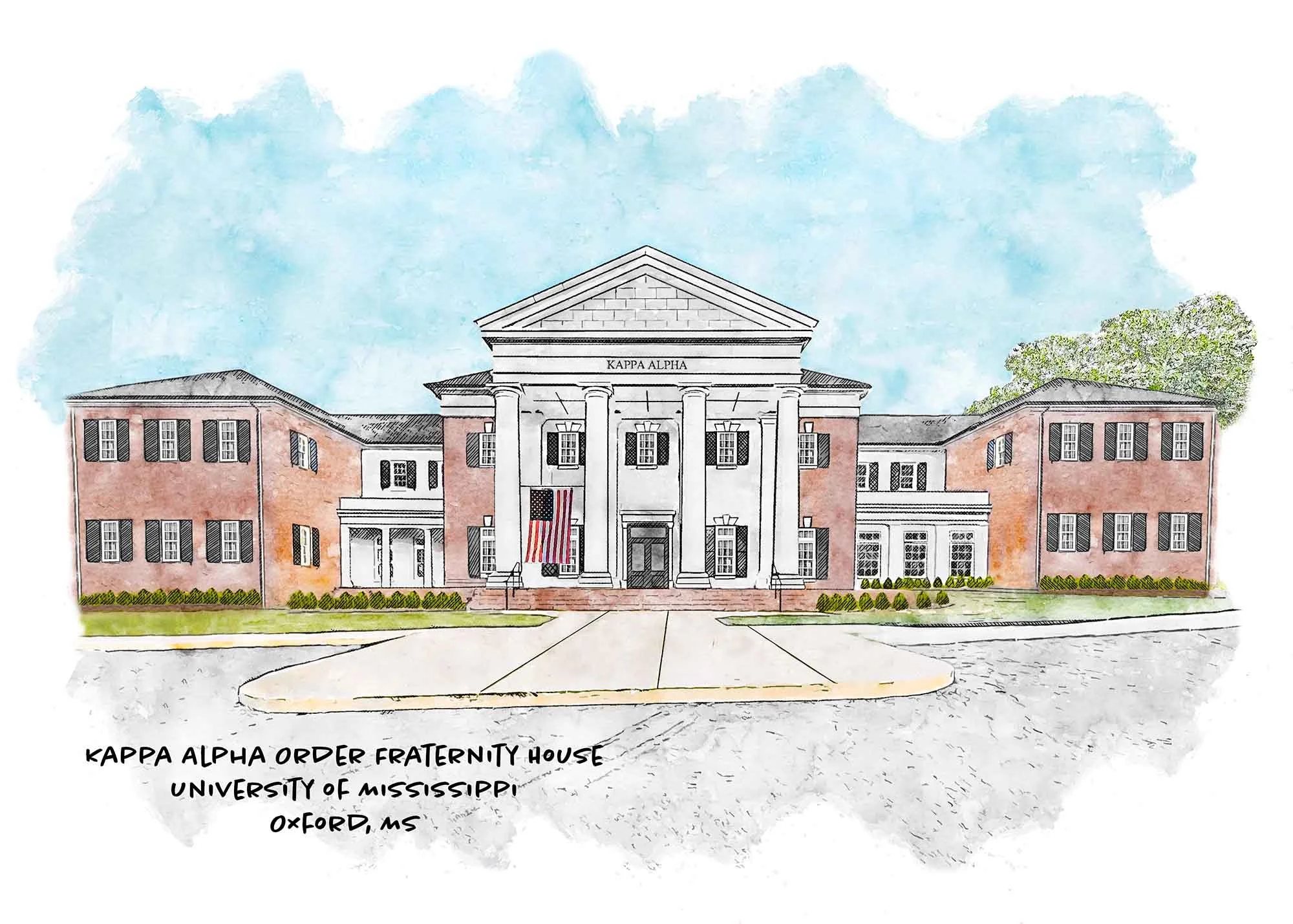 Kappa Alpha Order Fraternity House at Ole Miss Print.jpg