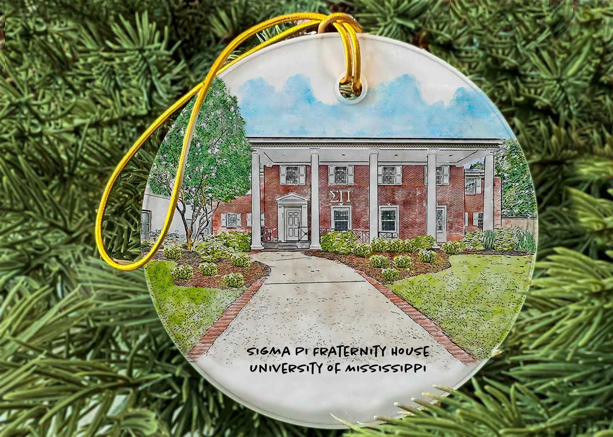 Sigma Pi Fraternity House at Ole Miss Ornament.jpg