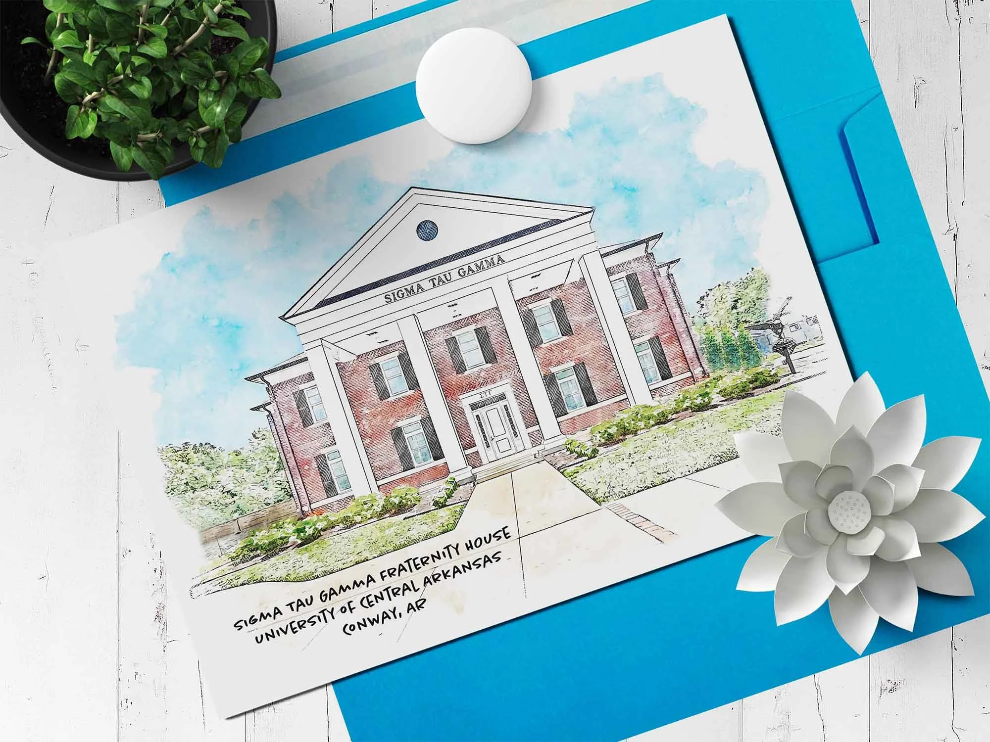 Sigma Tau Gamma Fraternity House at UCA Note Card.jpg