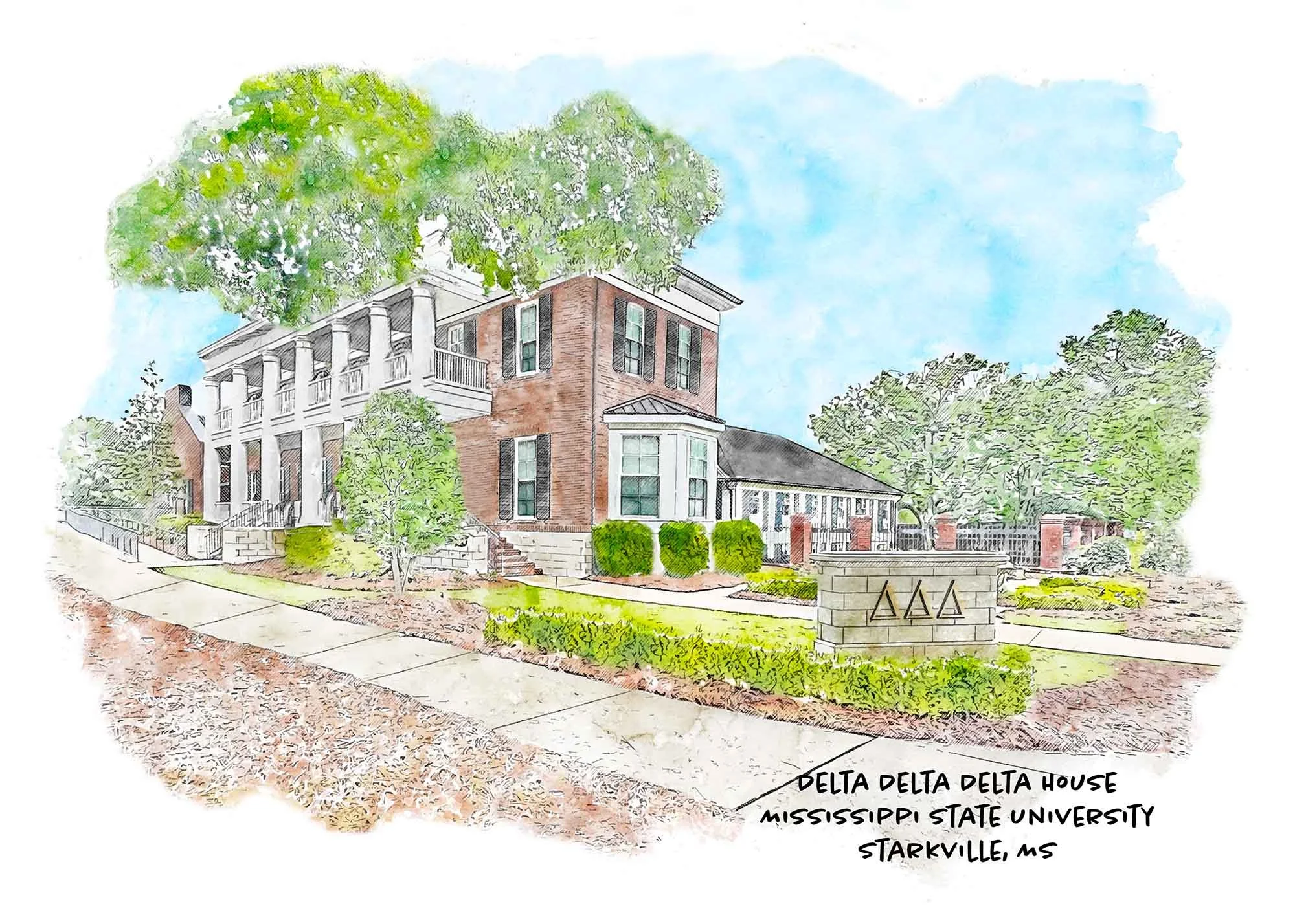 Delta Delta Delta House at Mississippi State University Print.jpg