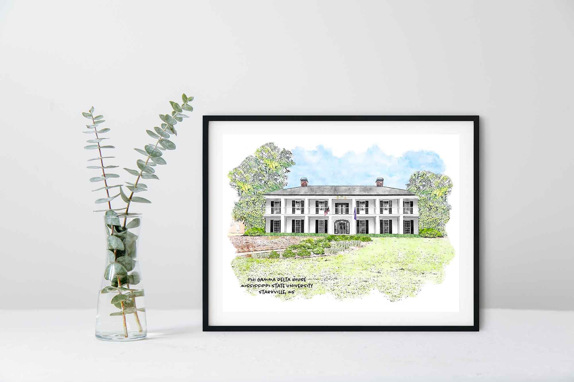 Phi Gamma Delta House at Mississippi State University Framed Print.jpg