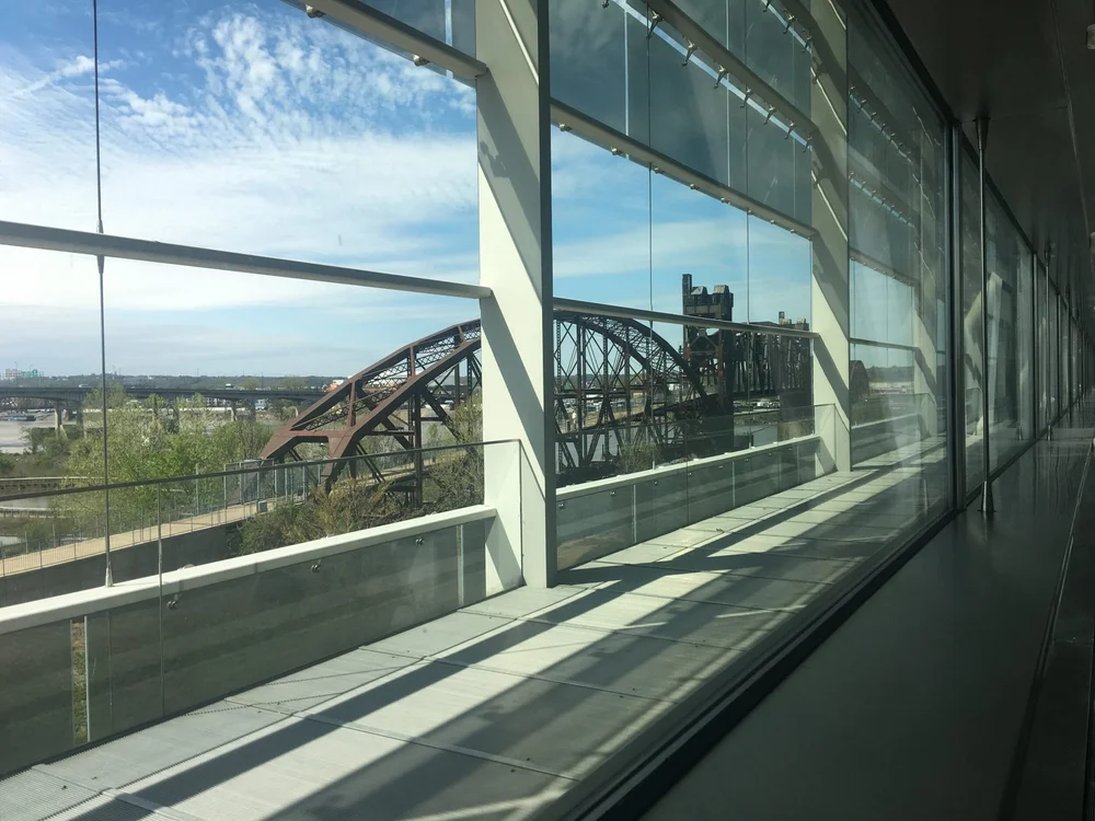 Looking out towards the Clinton Presidential Park Bridge