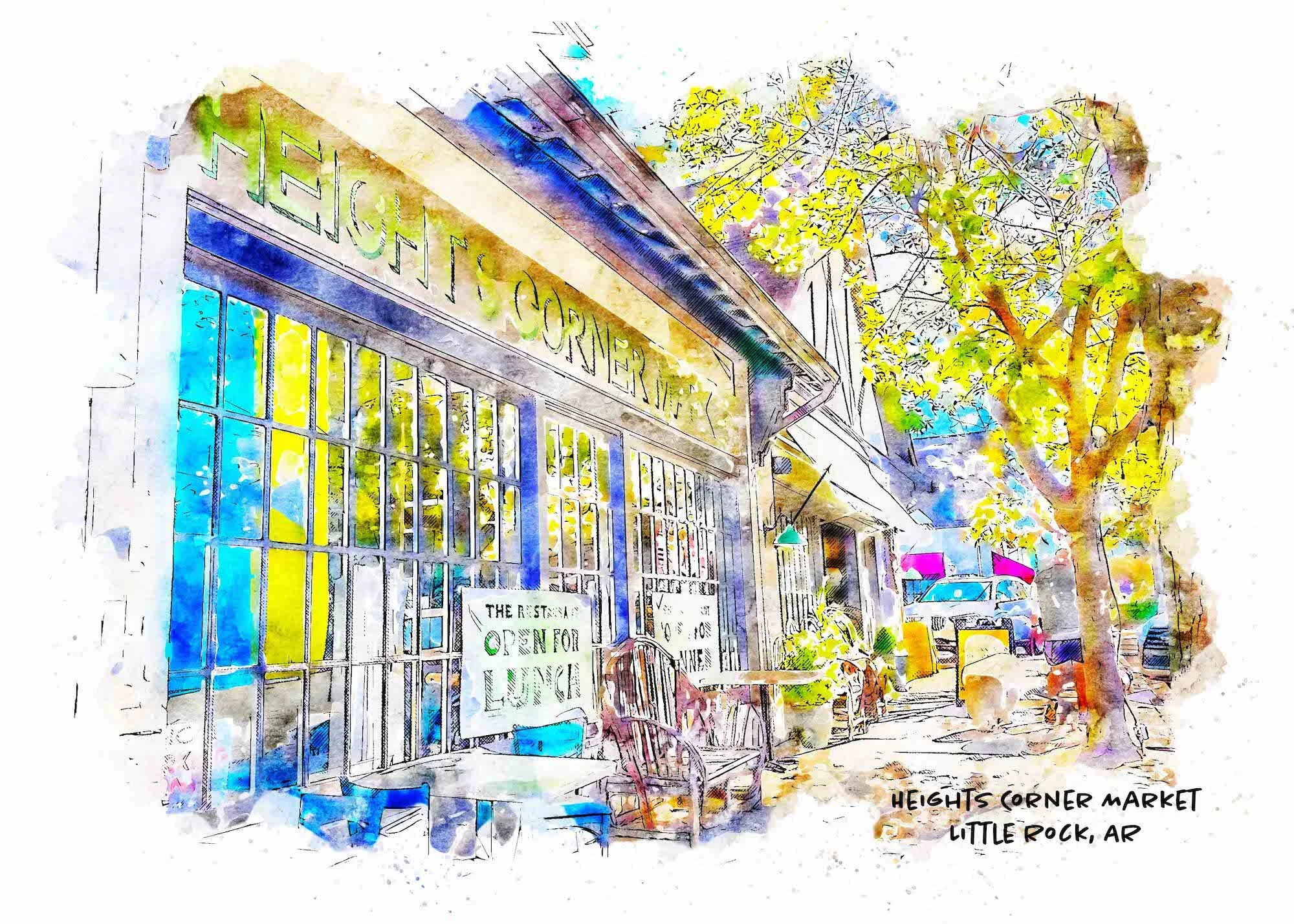 Heights Corner Market, Little Rock, Arkansas, Art Print — She Studios