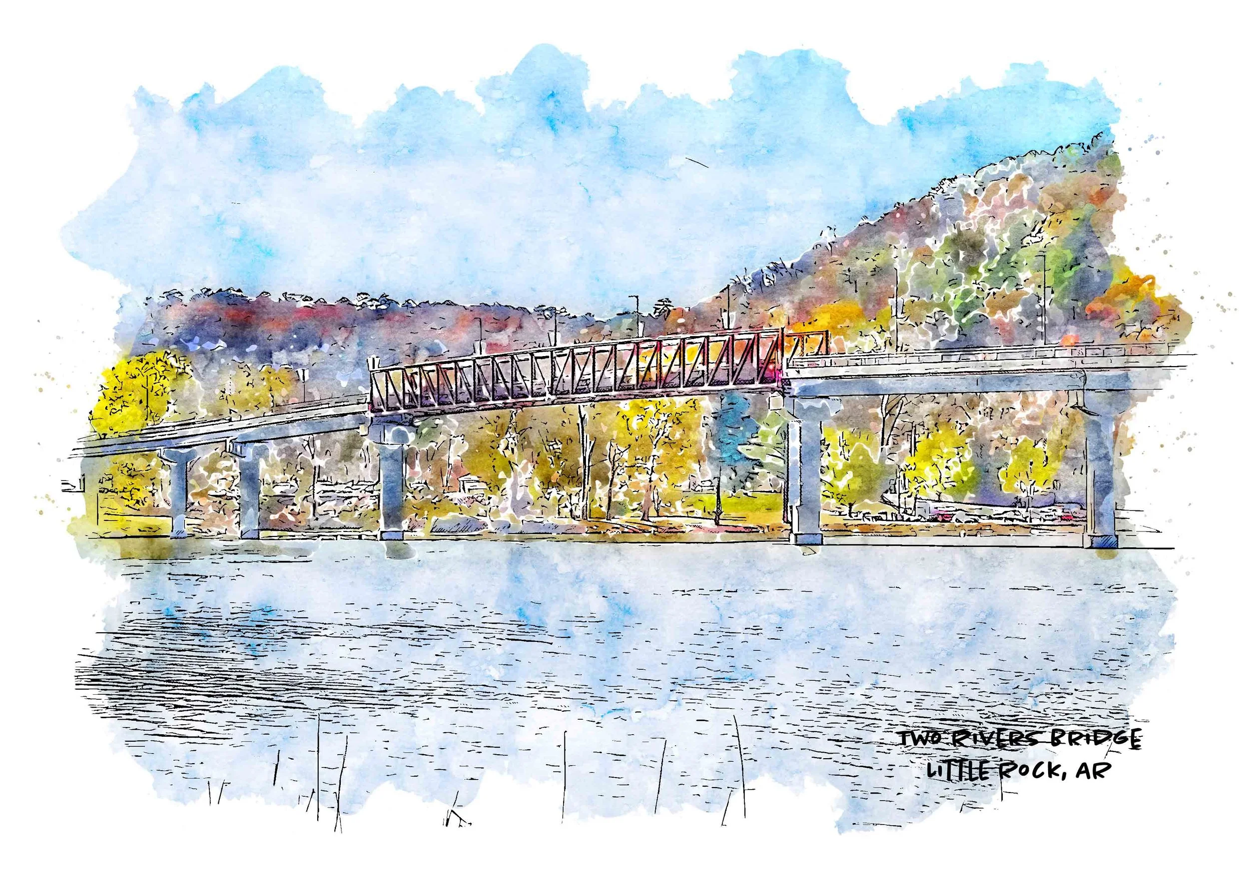 Two Rivers Bridge, Little Rock, Arkansas, Art Print — She Studios