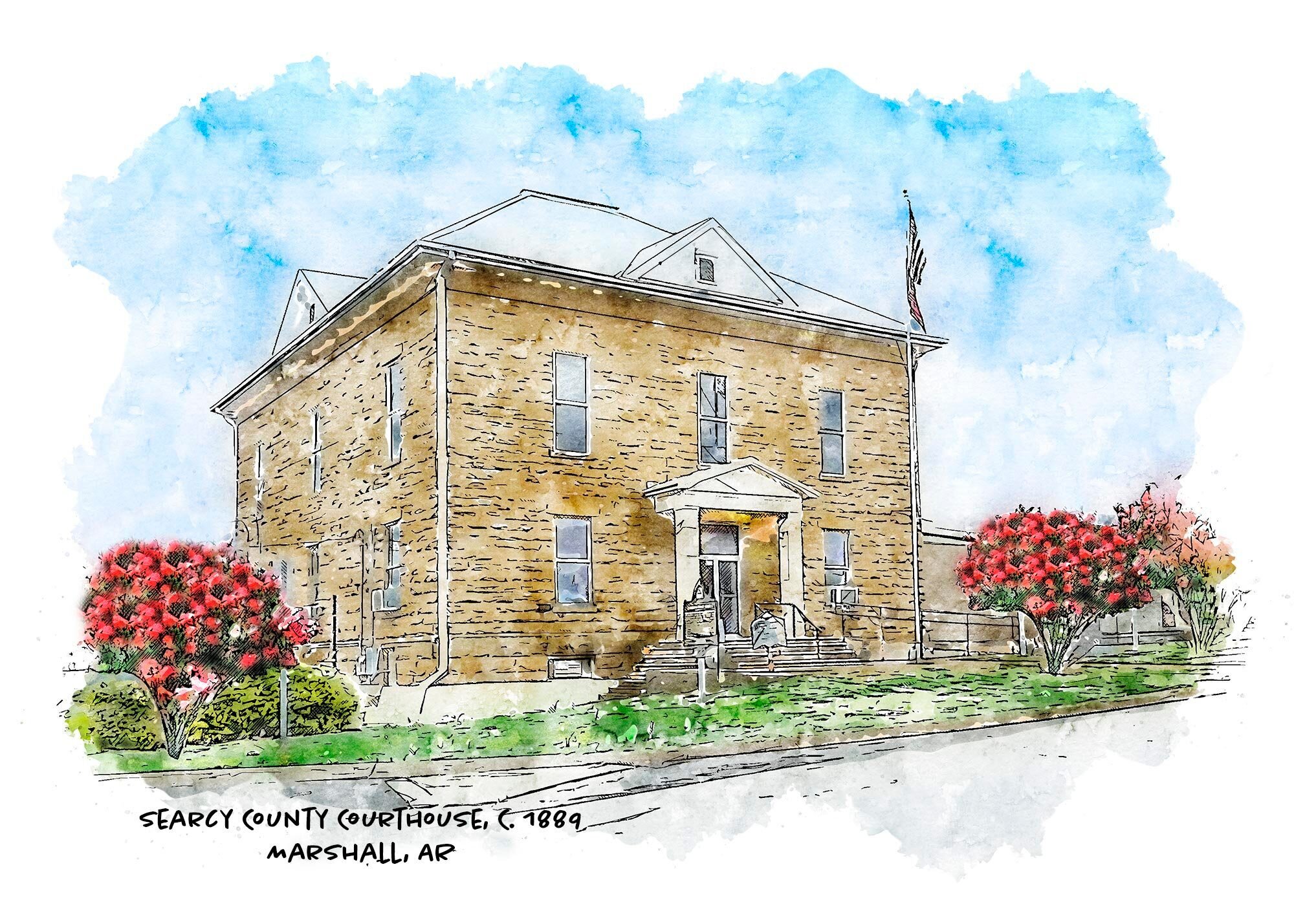 We Just added our 27th #historic #Arkansas #Courthouses, the Searcy County Courthouse in Marshall, Arkansas.  It was built in c. 1889 to replace an earlier courthouse that had burned down. Built of local stone, it has been in continuous use since it 