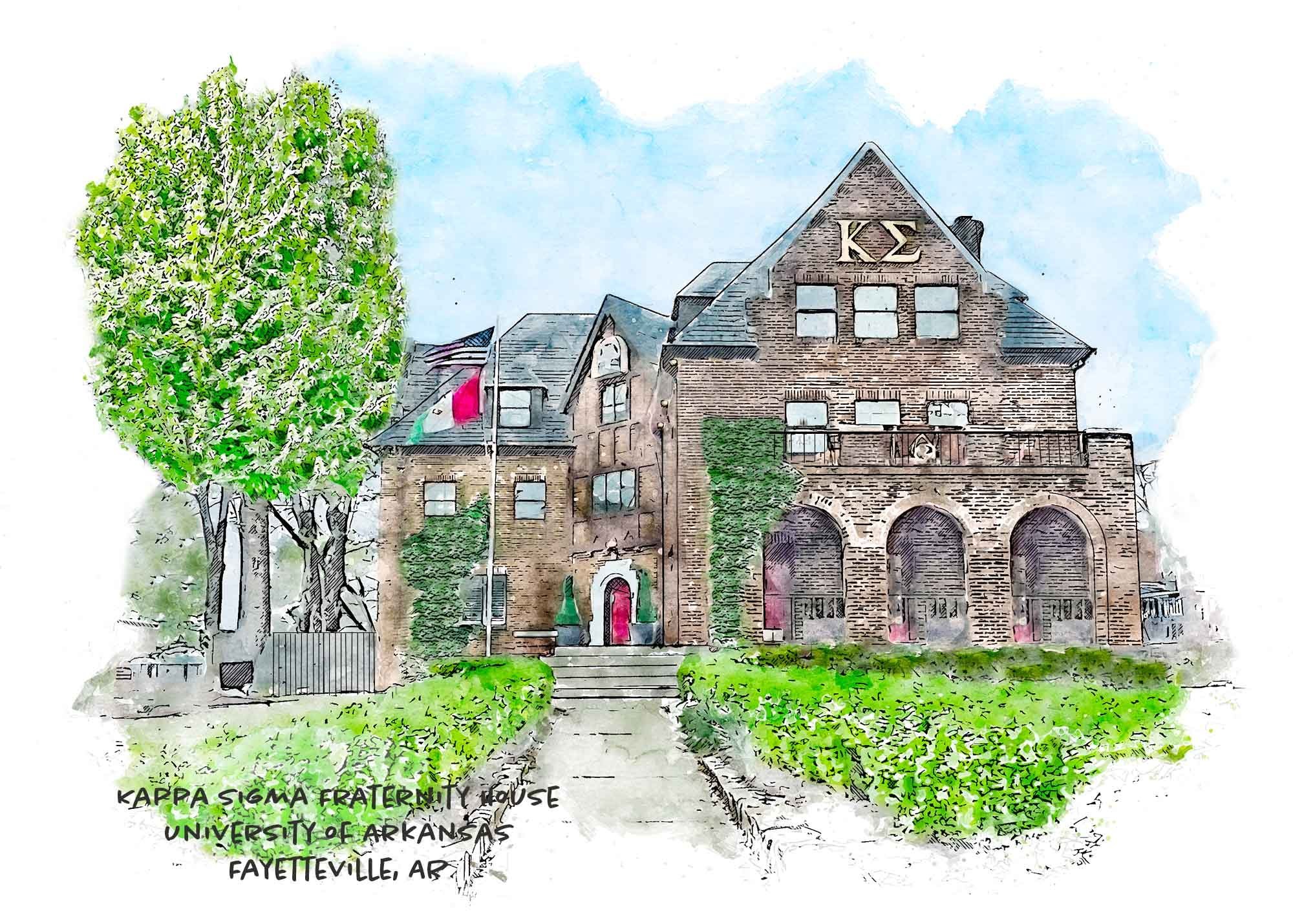 Be sure to check out all the University of Arkansas #Fraternity and #Sorority house prints online and in our stores.  All of these fantastic prints are available as 5&rdquo; x 7&rdquo; Note Cards with coordinating envelopes or 5&rdquo; x 7&rdquo;, 8 