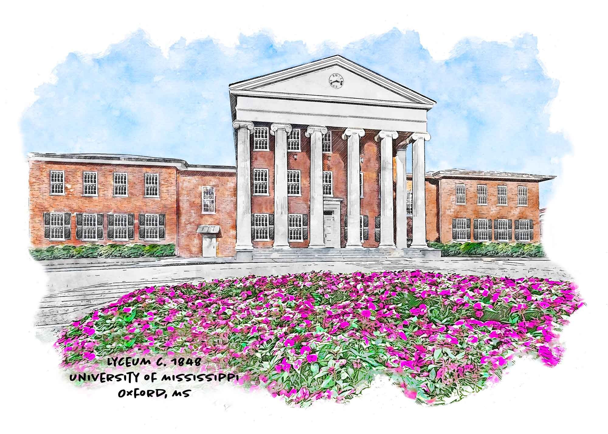 We're adding another University to our collegiate collection; The University of Mississippi - Ole Miss.  The first gorgeous prints in this collection are the #Lyceum, The Walk of Champions and the Alpha Delta Pi sorority house.  These are available f