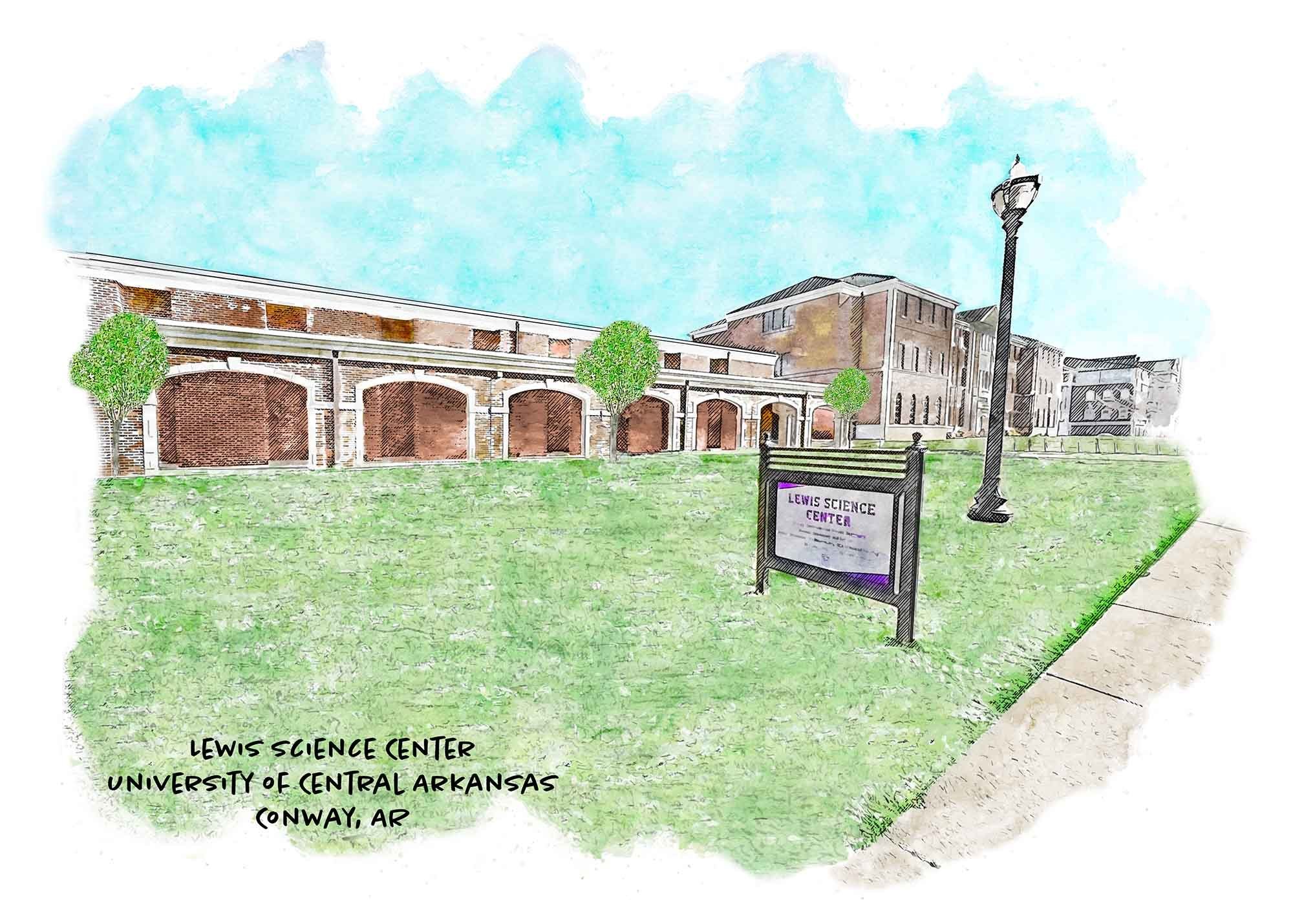 The Lewis Science Center University of Central Arkansas print has just been added to our #collegiate collection. Etsy shestudiosart.etsy.com 
She Studios she-studios.com/paper-shop
School Days  College Life  First Dates  Engagements  Weddings  EVERY 