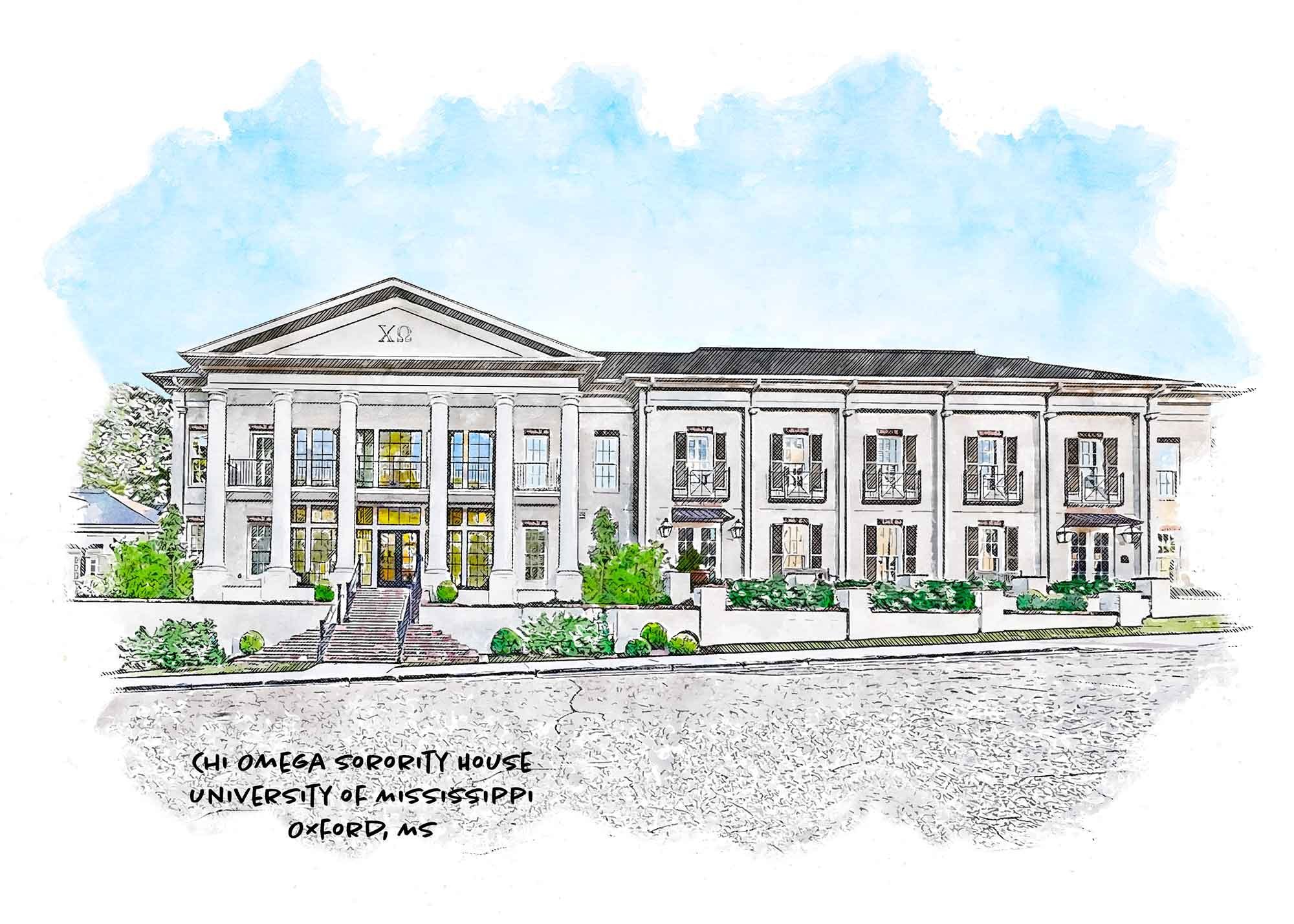 We've just added the Alpha Phi and the Chi Omega #sorority houses at Ole Miss to our #collegiate collection.  Every picture tells your story!
CELEBRATE your story and sorority with a beautiful
print from She Studios Find them at Etsy shestudiosart.et