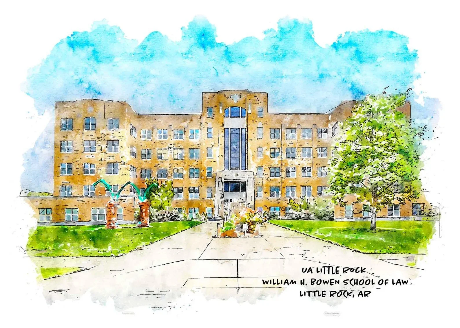 One of our most popular #prints!  UA Little Rock William H. Bowen School of Law Order your print or #ornament on Etsy at etsy.com/listing/1256444715/bowen-law-school-at-ualr-art-print or She Studios she-studios.com/paper-shop/p/ualr-william-h-bowen-s