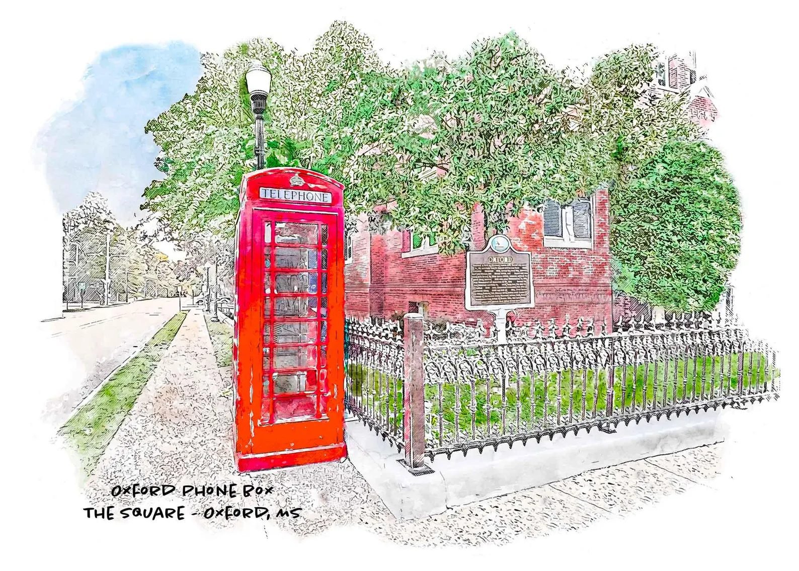 The perfect gift for visitors, Ole Miss alumni, or longtime locals, perfect for home, or office decor. This vibrant keepsake celebrates the charm and cultural heart of the iconic Oxford Square. Set on the Square near City Hall in Oxford is an authent