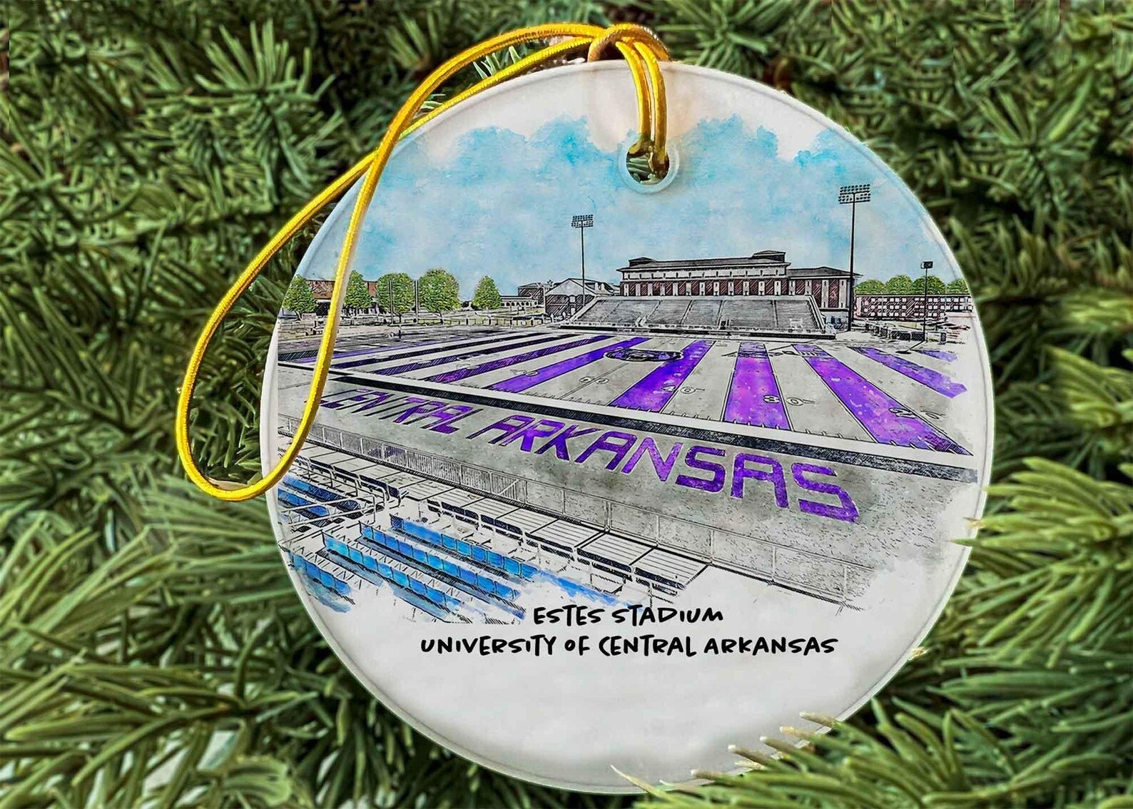 A must have for UCA Bears fans!  Get your University of Central Arkansas Estes Field #ornament before time has run out!  You can find them on Etsy at https://tinyurl.com/3fxa6d56  You'll love it!! @ucafootball @ucabears University of Central Arkansas