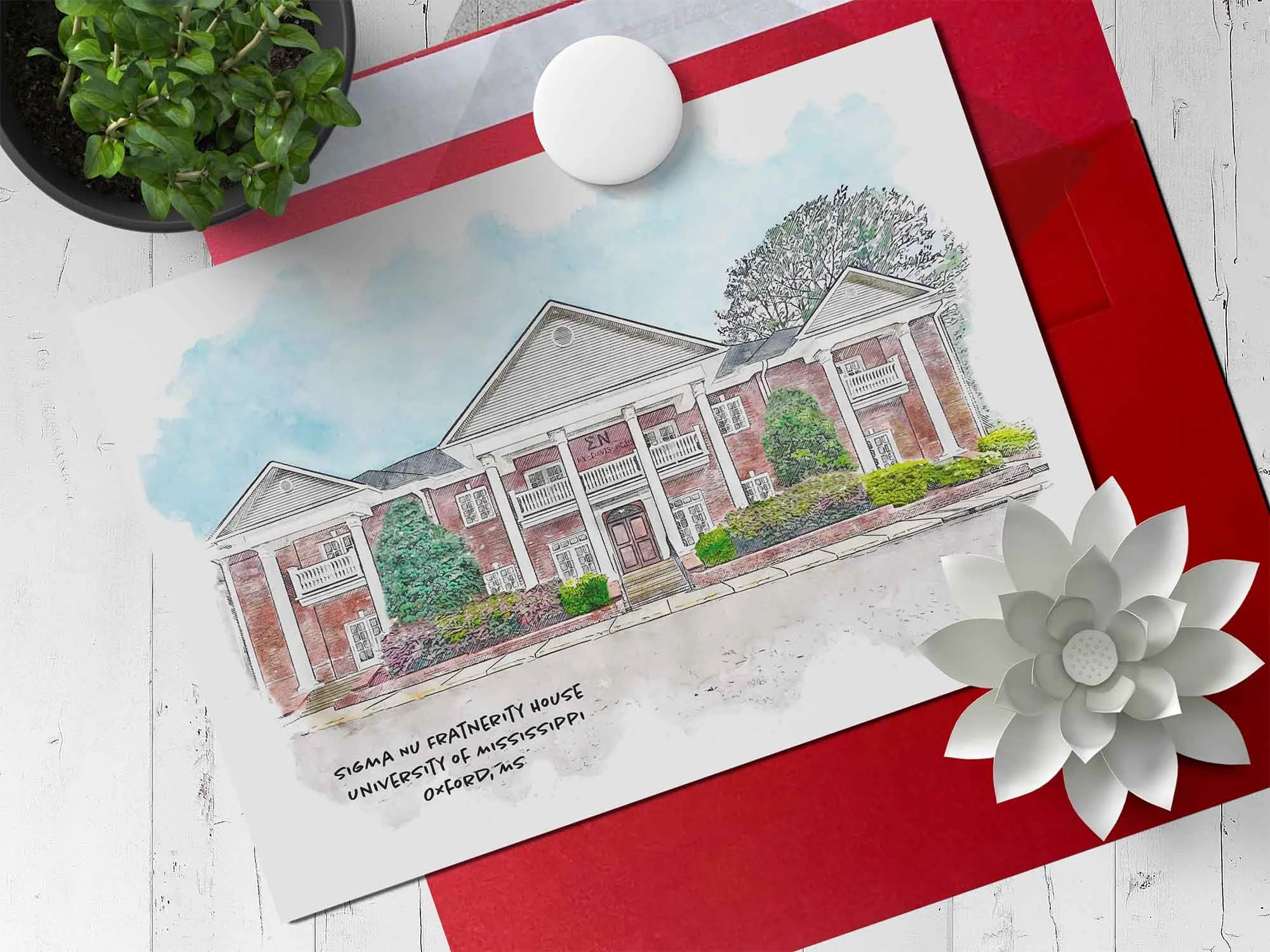 Sigma Nu Fraternity House at Ole Miss Note Card.jpg