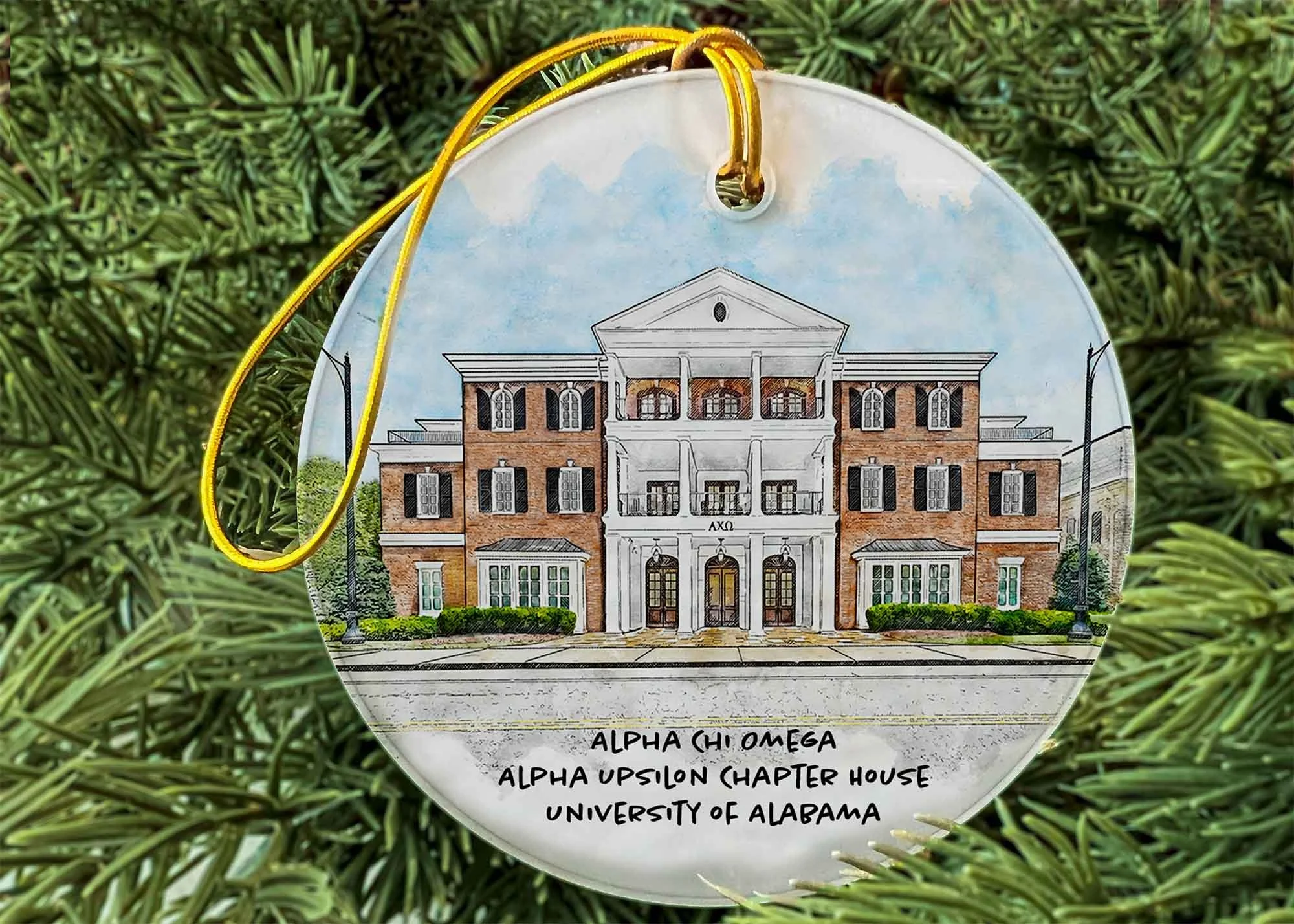Alpha Chi Omega House at the University of Alabama Ornament.jpg