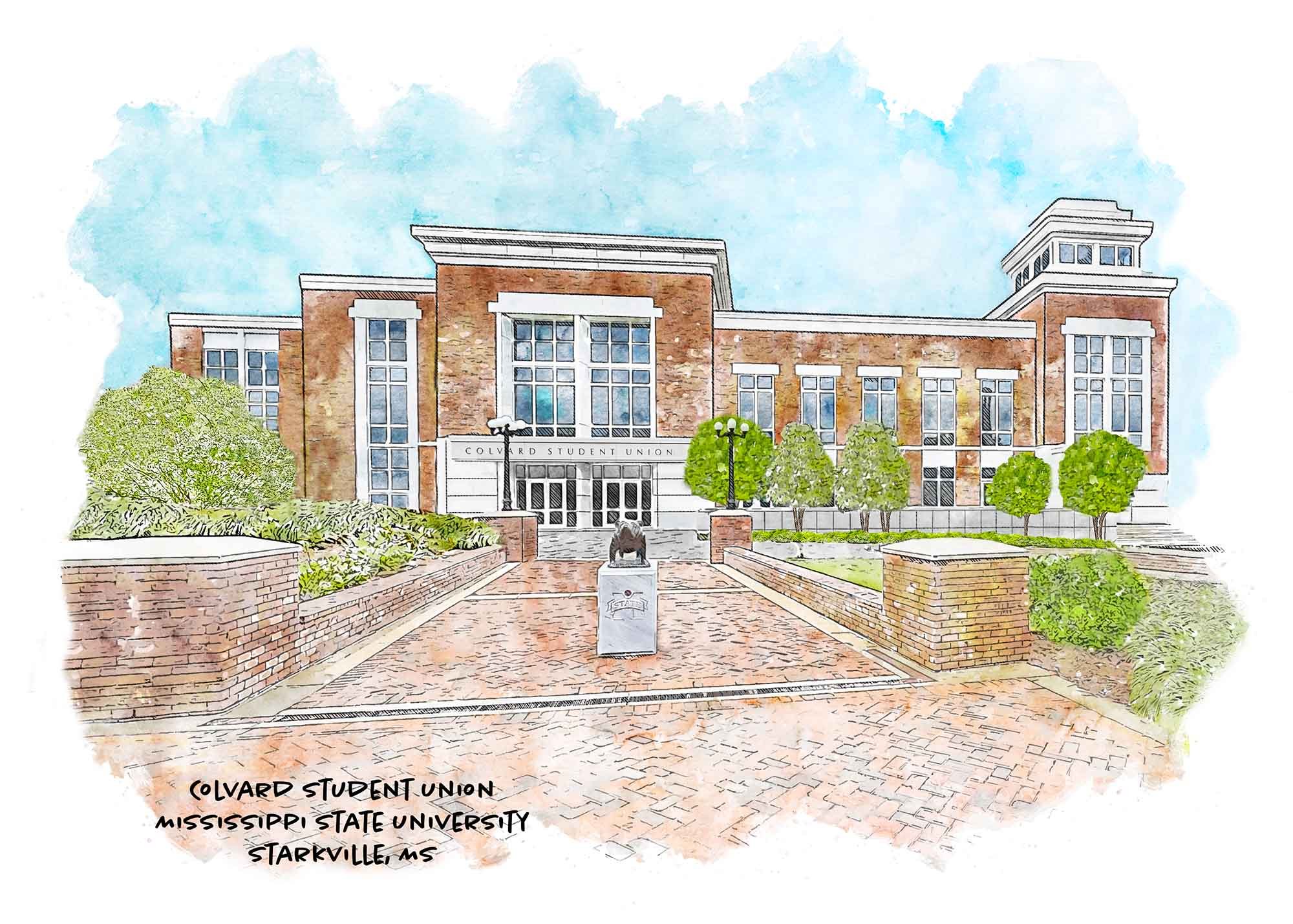 Colvard Student Union at Mississippi State University Print.jpg