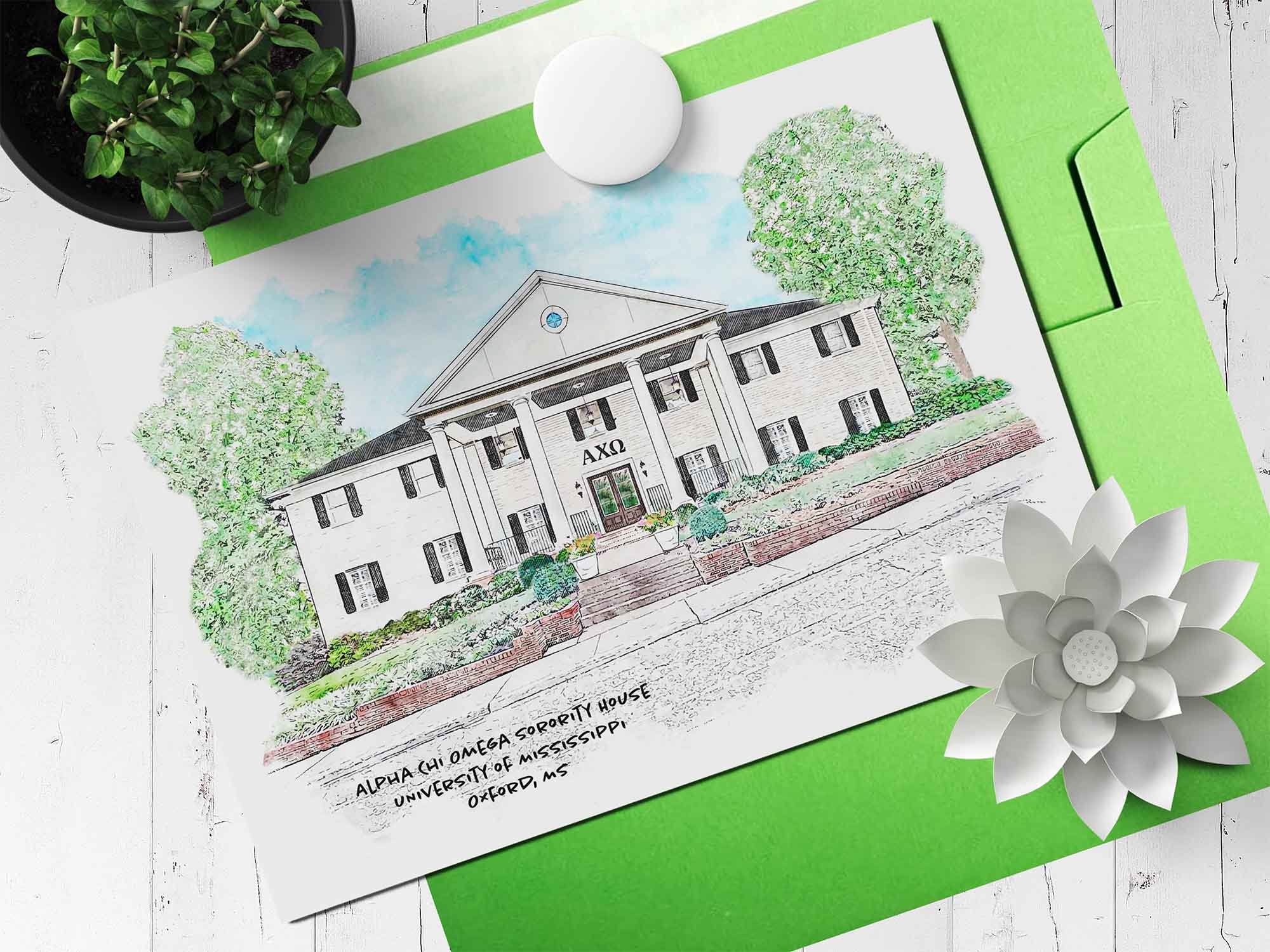 Alpha Chi Omega Sorority House at Ole Miss Note Card.jpg