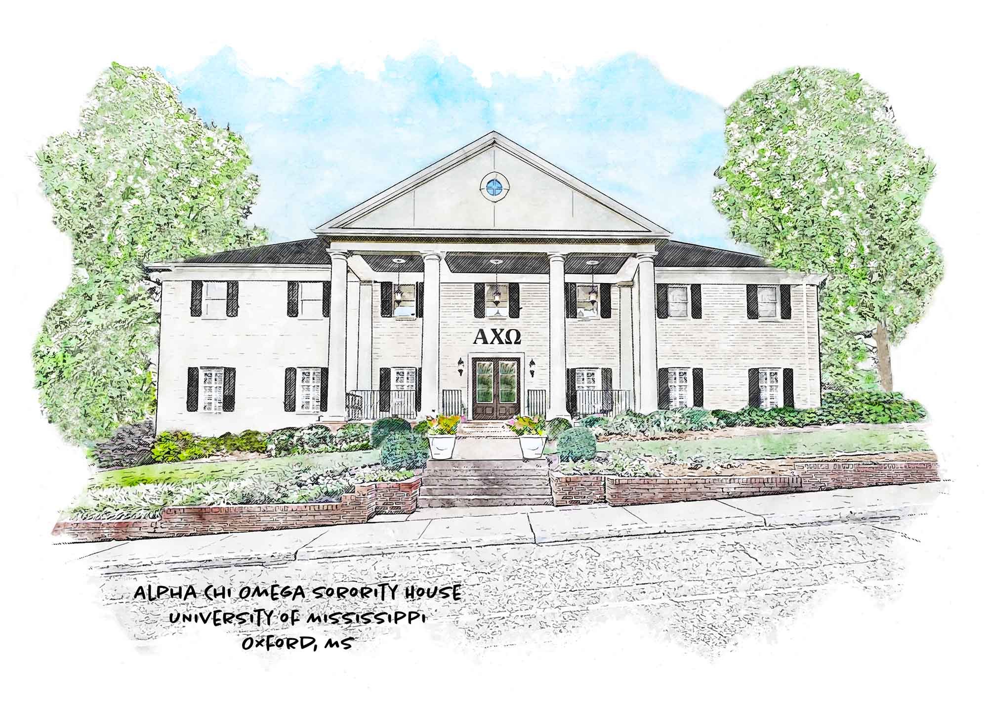 Alpha Chi Omega Sorority House at Ole Miss Print.jpg