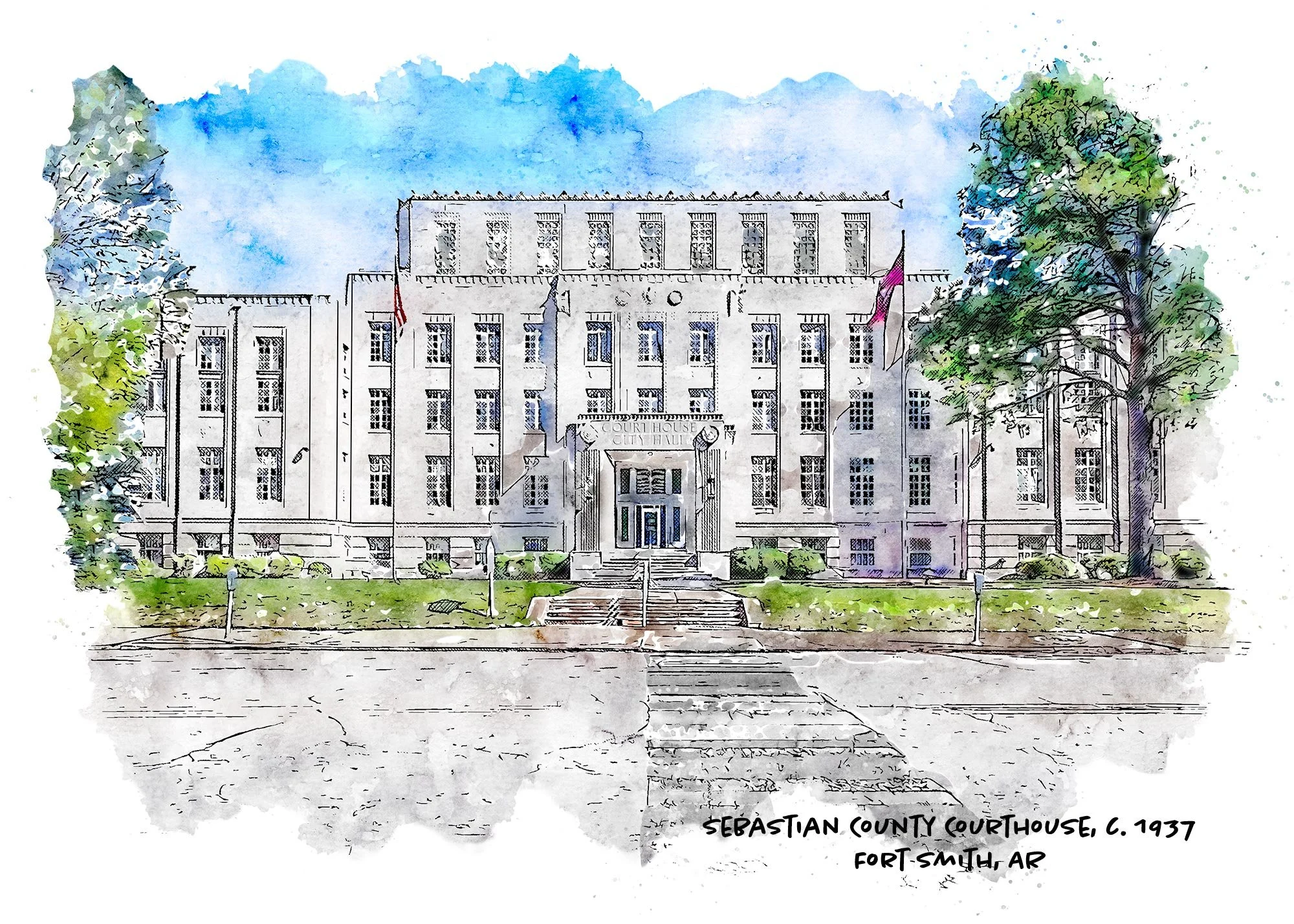 Sebastian County Courthouse, Fort Smith, Arkansas Art Print — She Studios