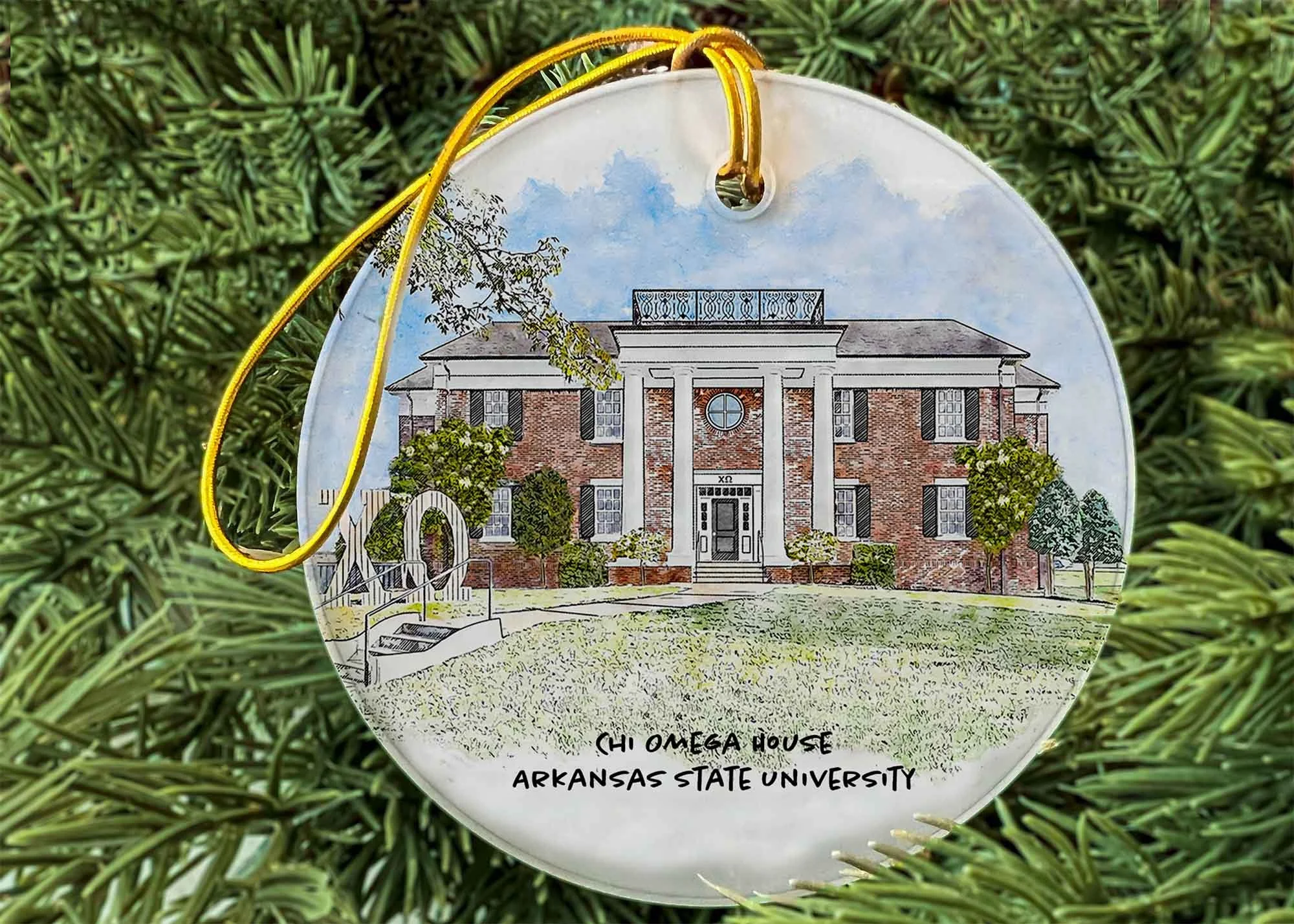 Chi Omega House at A-State Ornament.jpg