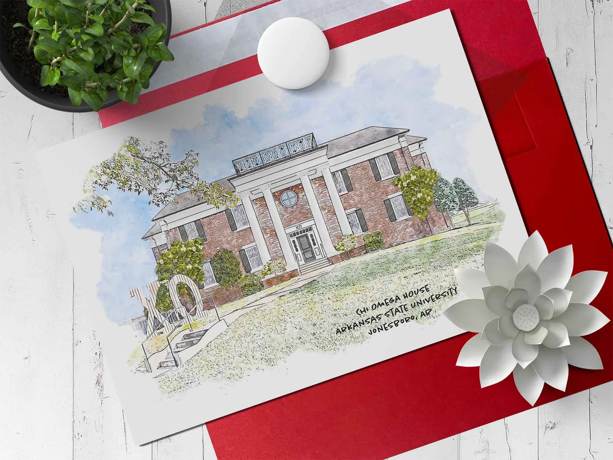 Chi Omega House at A-State Note Card.jpg