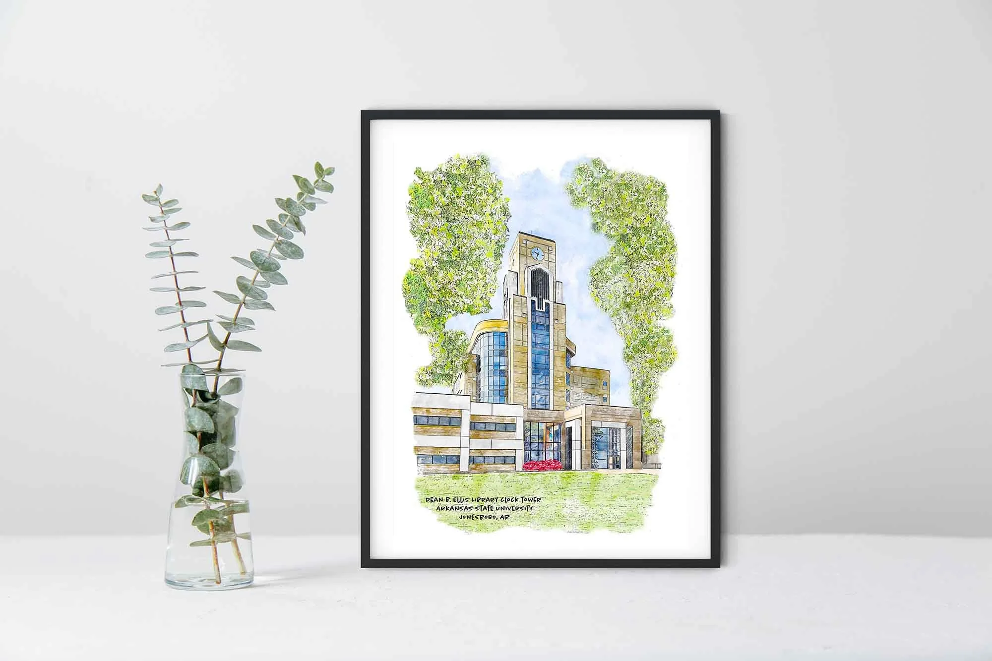 Dean B Ellis Library Clock Tower at ASTATE Framed Print.jpg