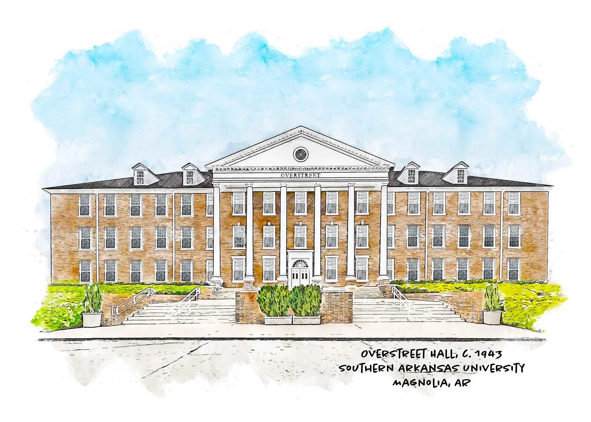 Overstreet Hall at Southern Arkansas University Print.jpg