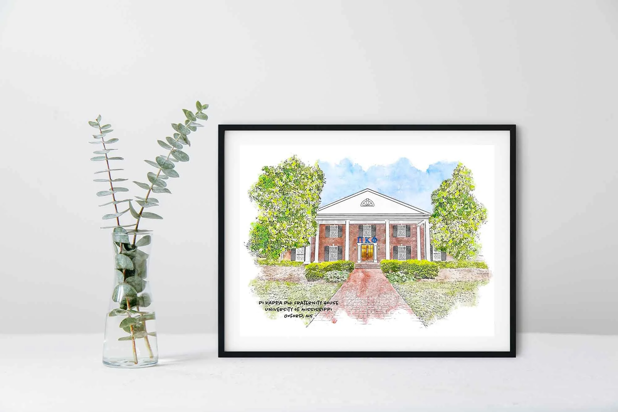 Pi Kappa Phi Fraternity House at Ole Miss Framed Print.jpg