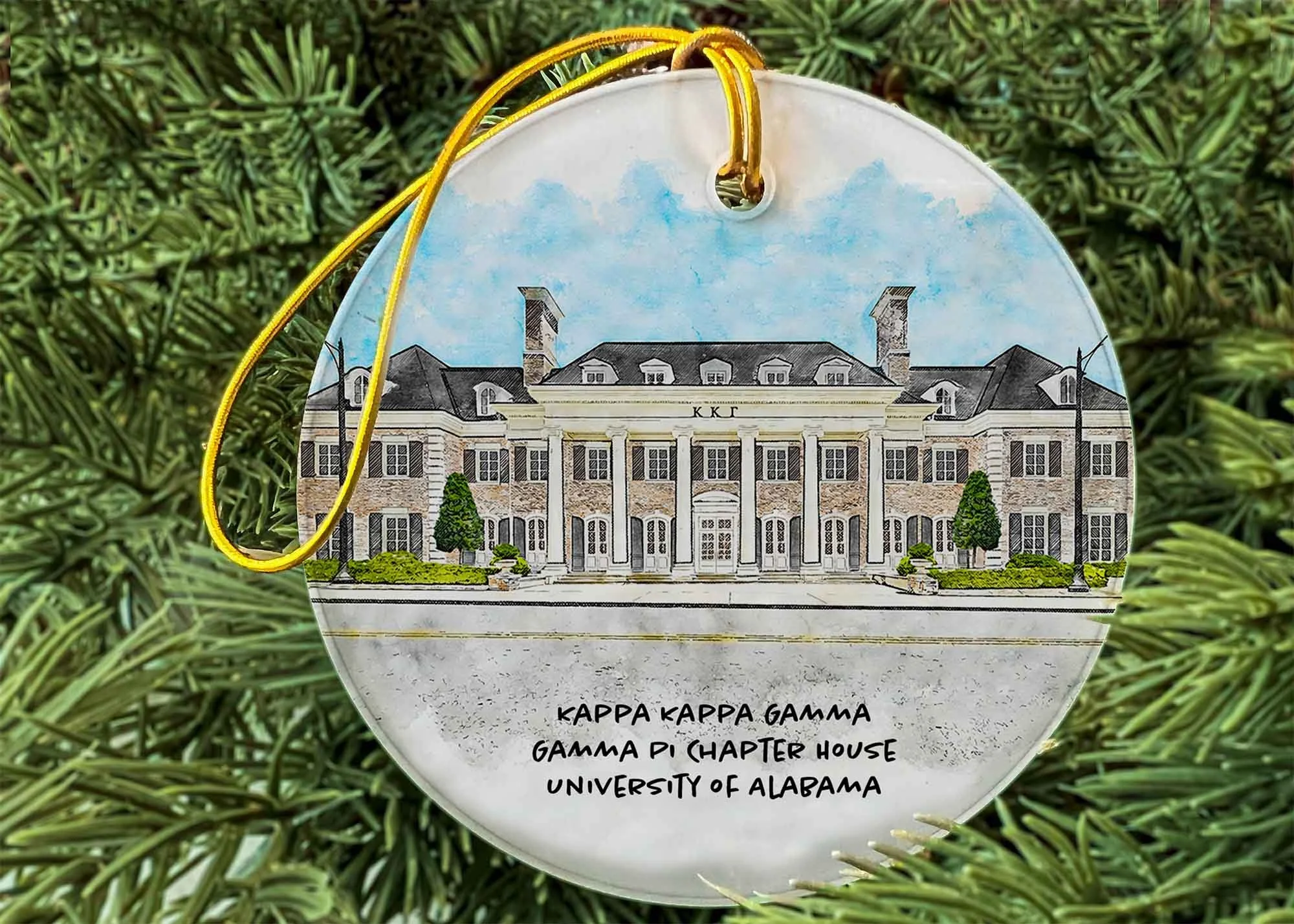 Kappa Kappa Gamma House at the University of Alabama Ornament.jpg