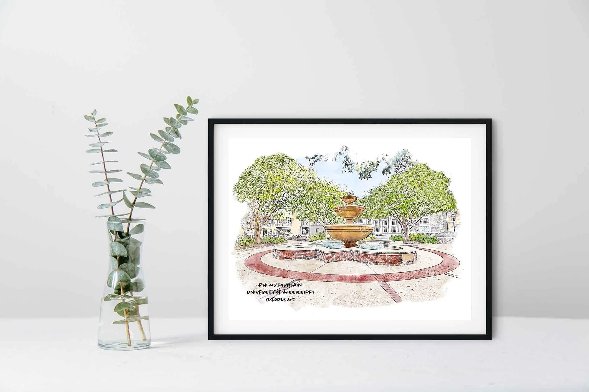 Phi Mu Fountain at Ole Miss Framed Print.jpg