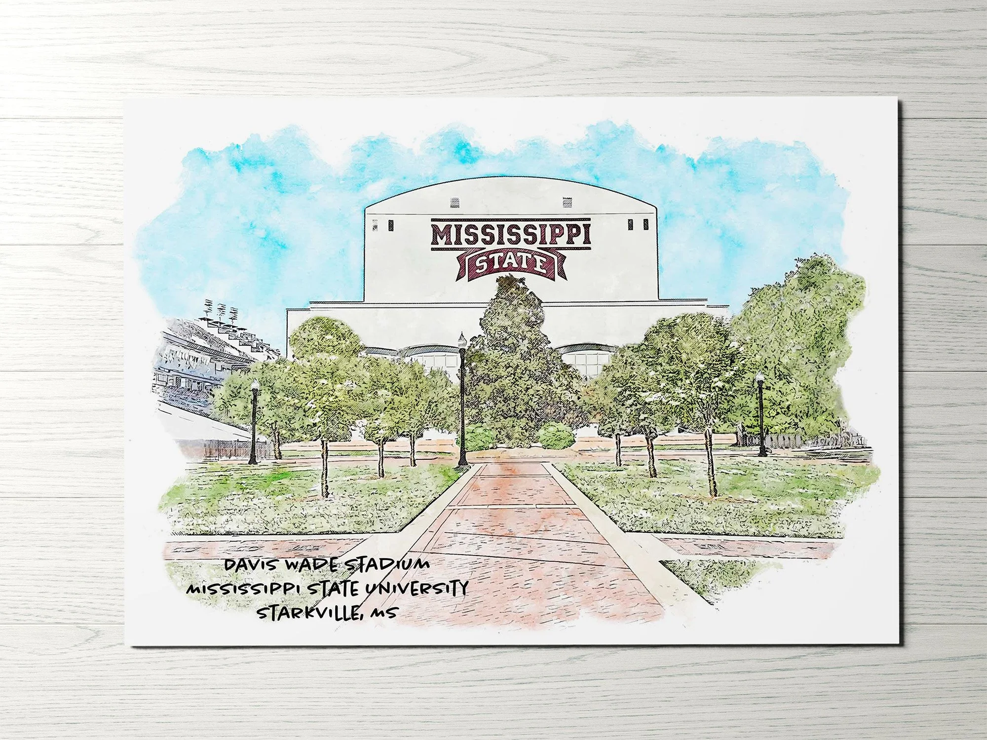 Davis Wade Stadium at Mississippi State University Print_WoodHorizontal.jpg