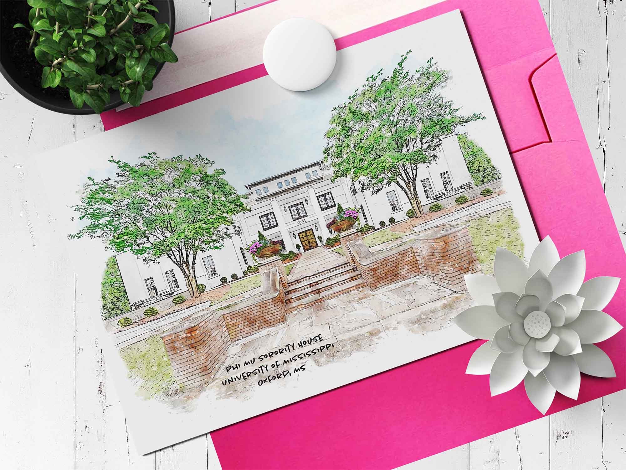 Phi Mu Sorority House at Ole Miss Note Card.jpg