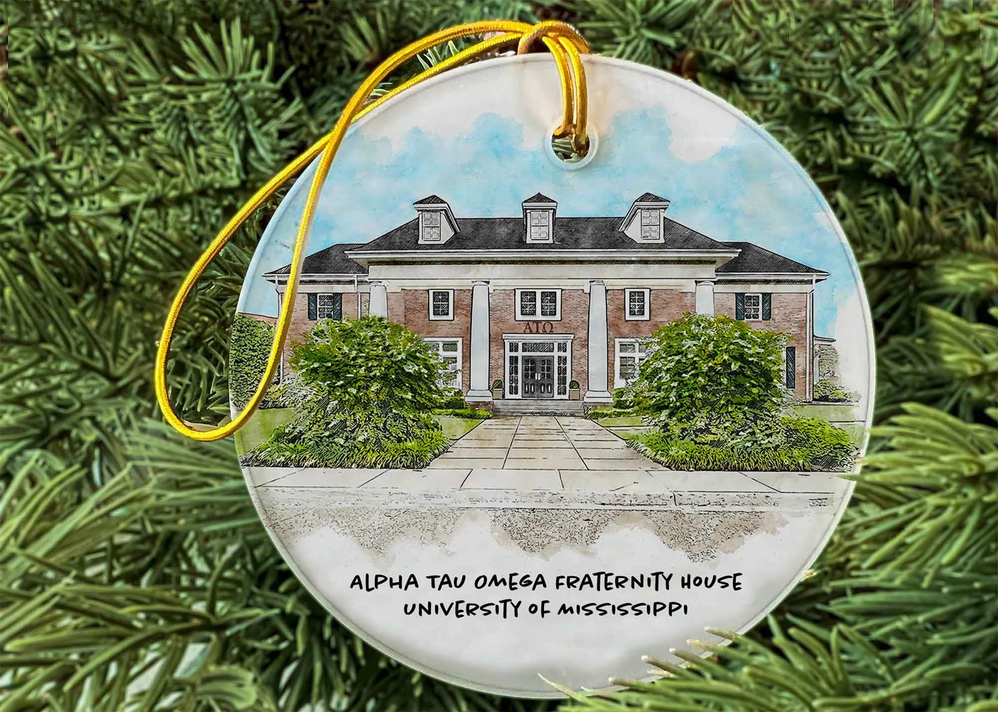 Alpha Tau Omega Fraternity House at Ole Miss Ornament.jpg