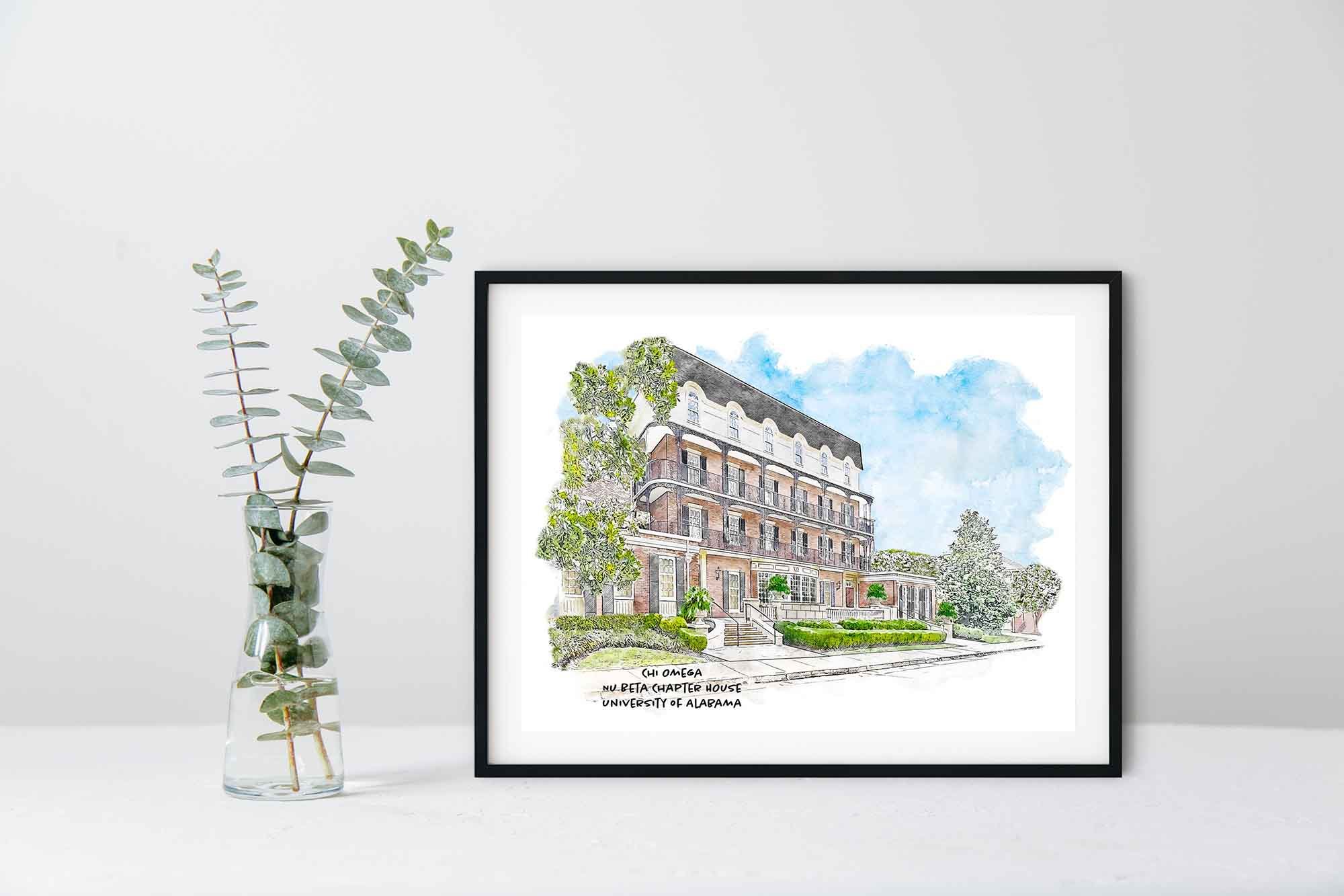 Chi Omega House at the University of Alabama Framed Print.jpg