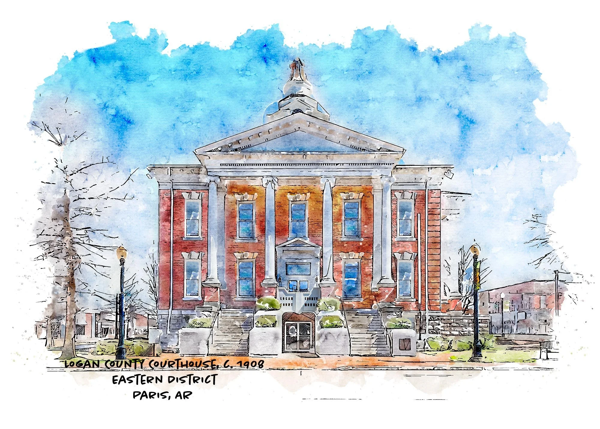 Logan County Courthouse, Eastern District, Paris, Arkansas Art Print — She Studios