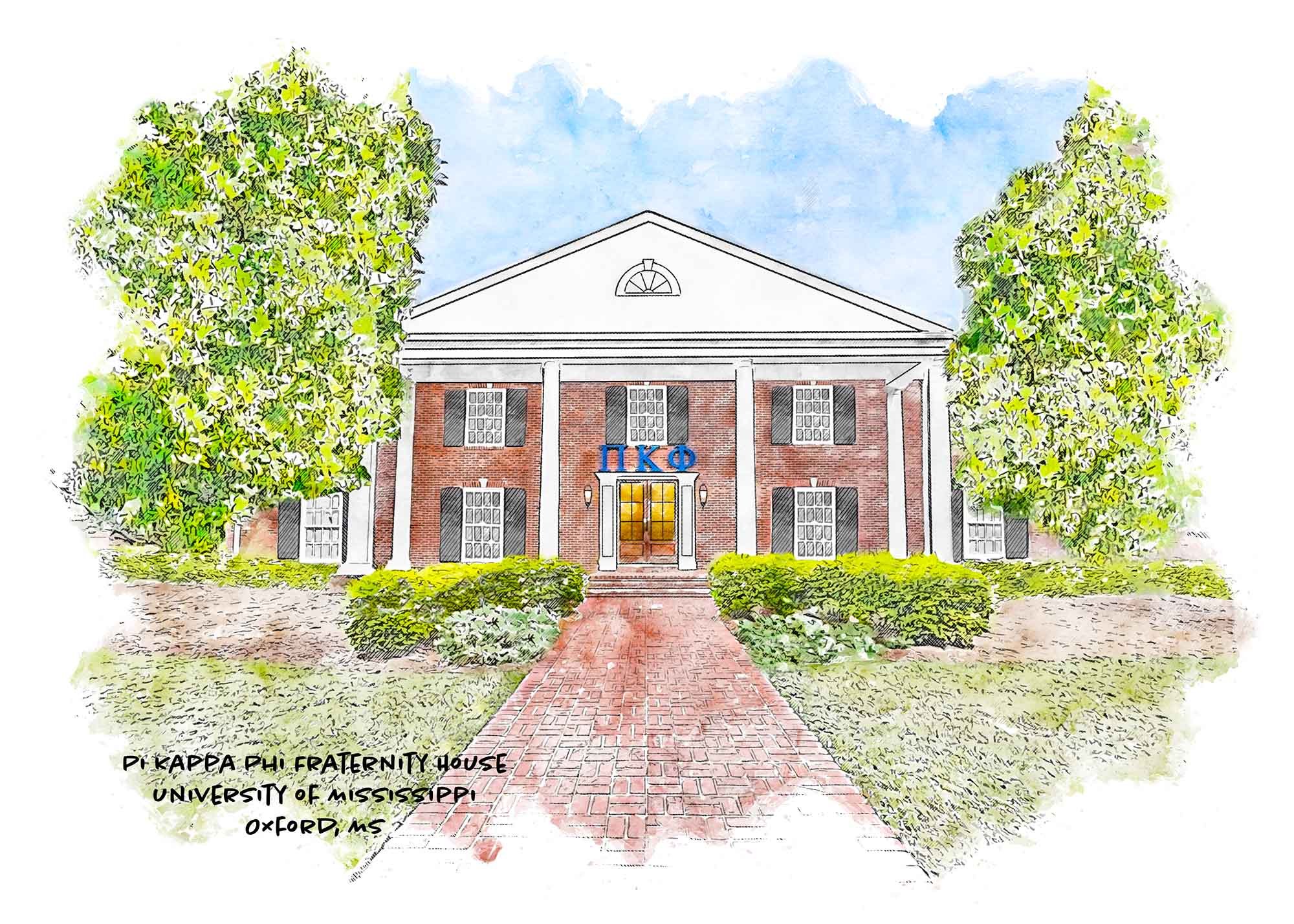 Pi Kappa Phi Fraternity House at Ole Miss Print.jpg
