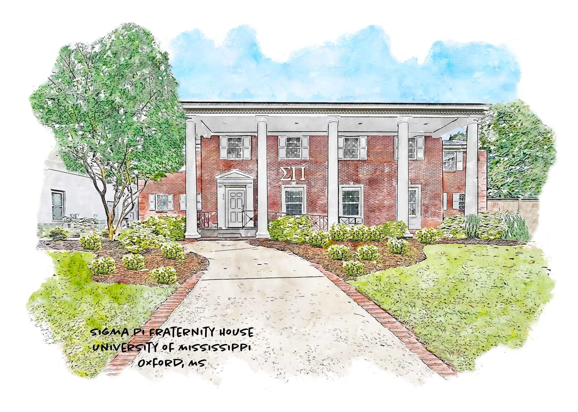 Sigma Pi Fraternity House at Ole Miss Print.jpg