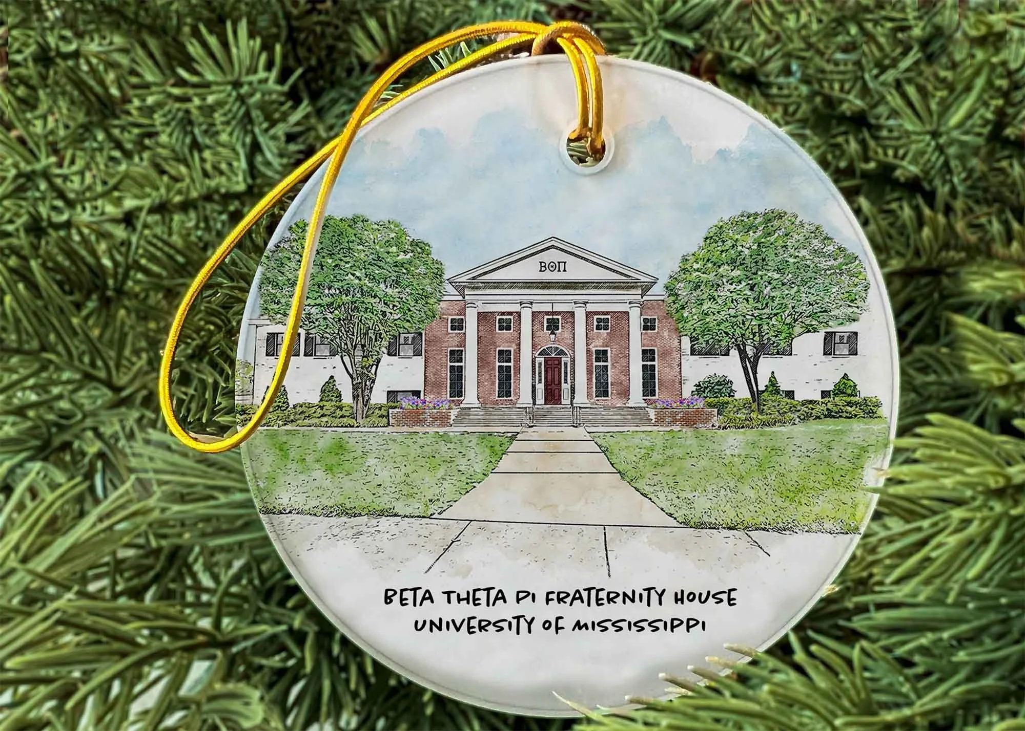 Beta Theta Pi Fraternity House at Ole Miss Ornament.jpg